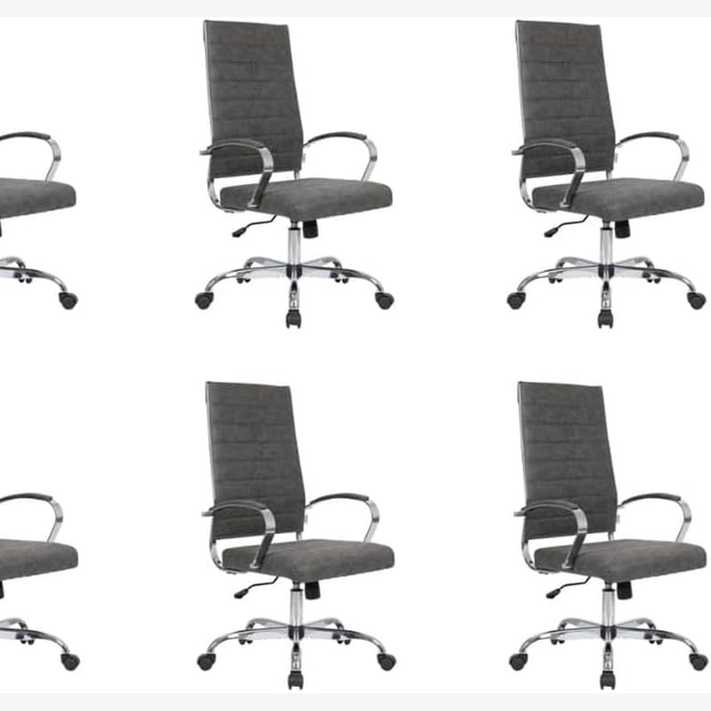 Leisuremod Benmar Modern High-Back Office Chair, 360-Degree Adjustable Swivel Task Furniture in Leather Upholstery with Ribbed Backrest for Home and Office