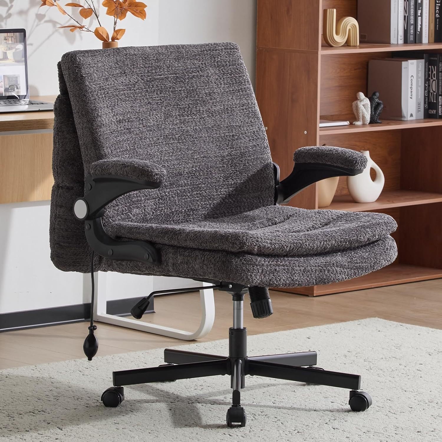 Gray Criss Cross Office Chair with Flip Up Back and Lumbar Support - Platinum-Level Office Chairs