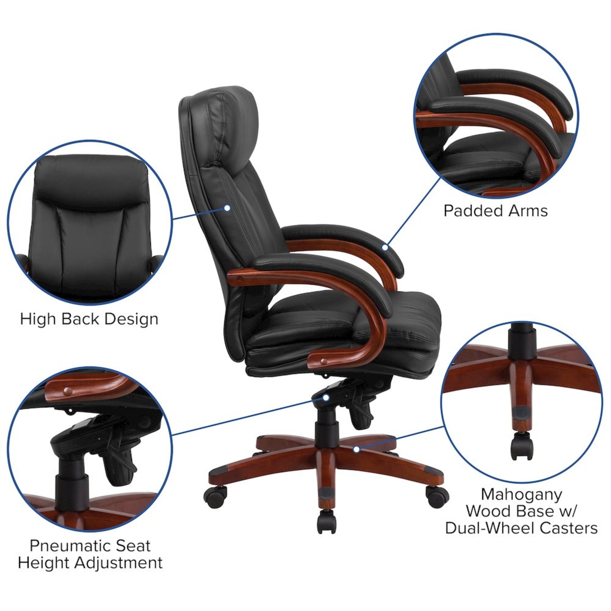 High Back Black LeatherSoft Executive Office Chair with Synchro-Tilt