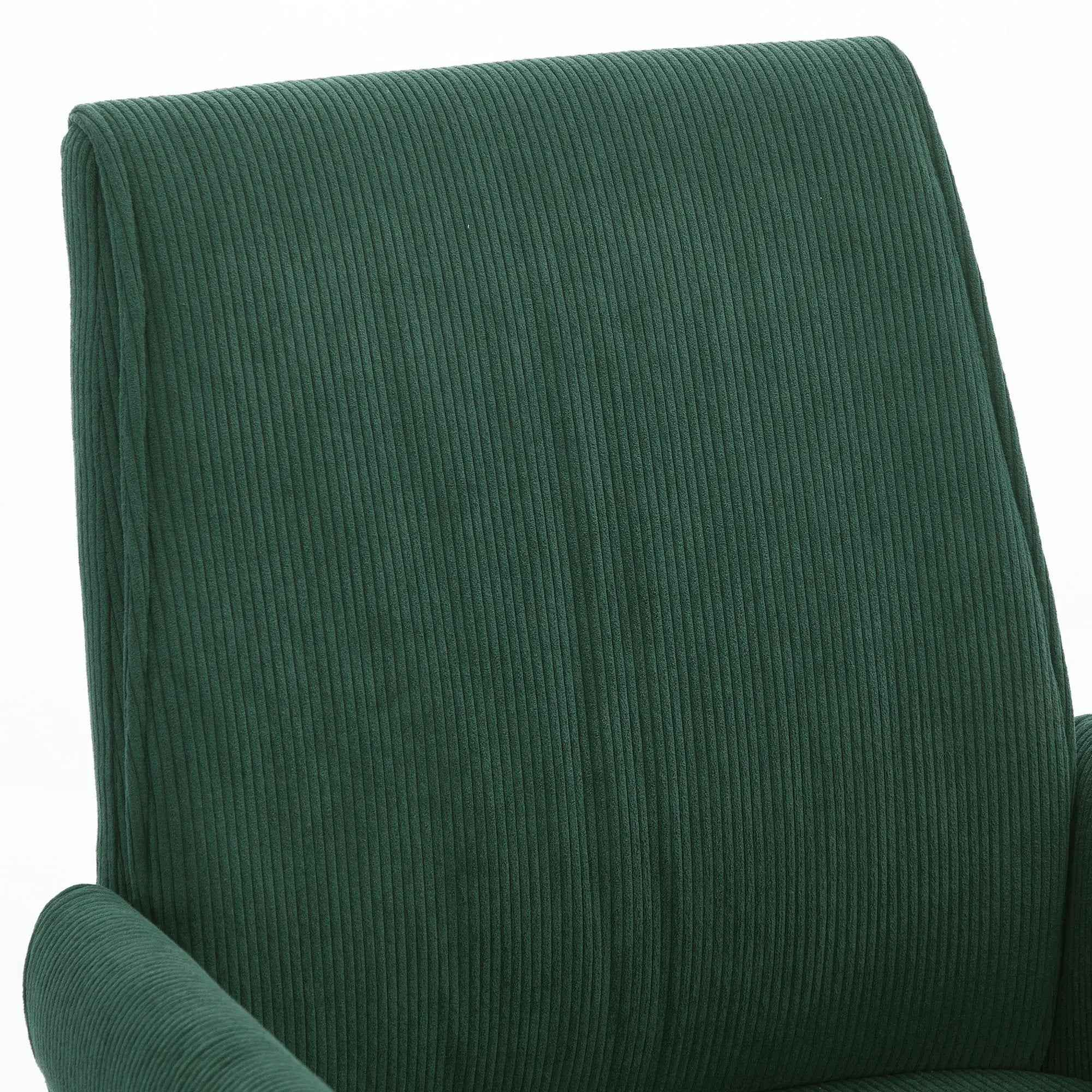 Green Corduroy Ergonomic Office Chair with Gold Base