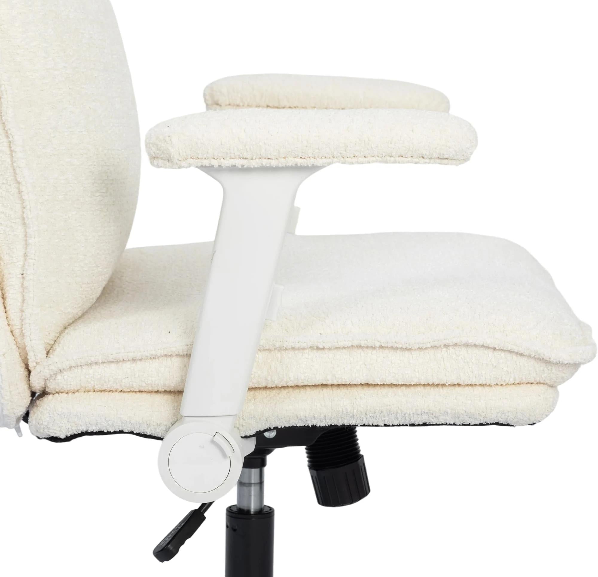 Beige Chenille Fabric Swivel Office Chair with Armrest