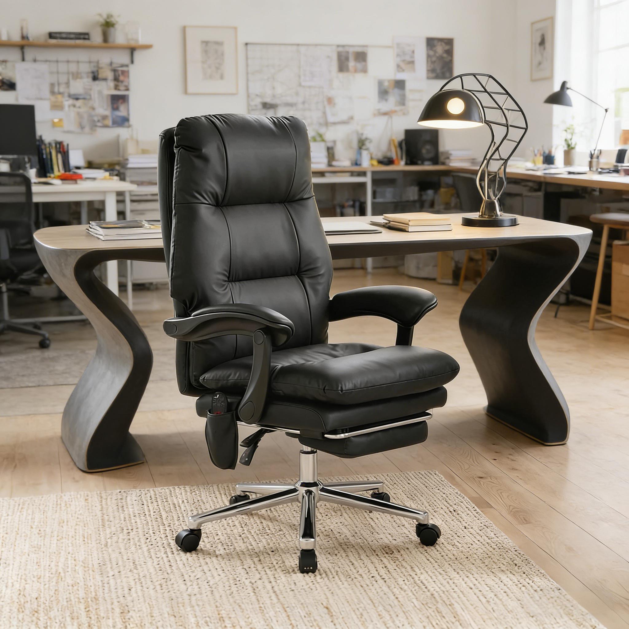 Black Pet-Friendly Faux Leather Massage Office Chair - Platinum-Level Office Chairs