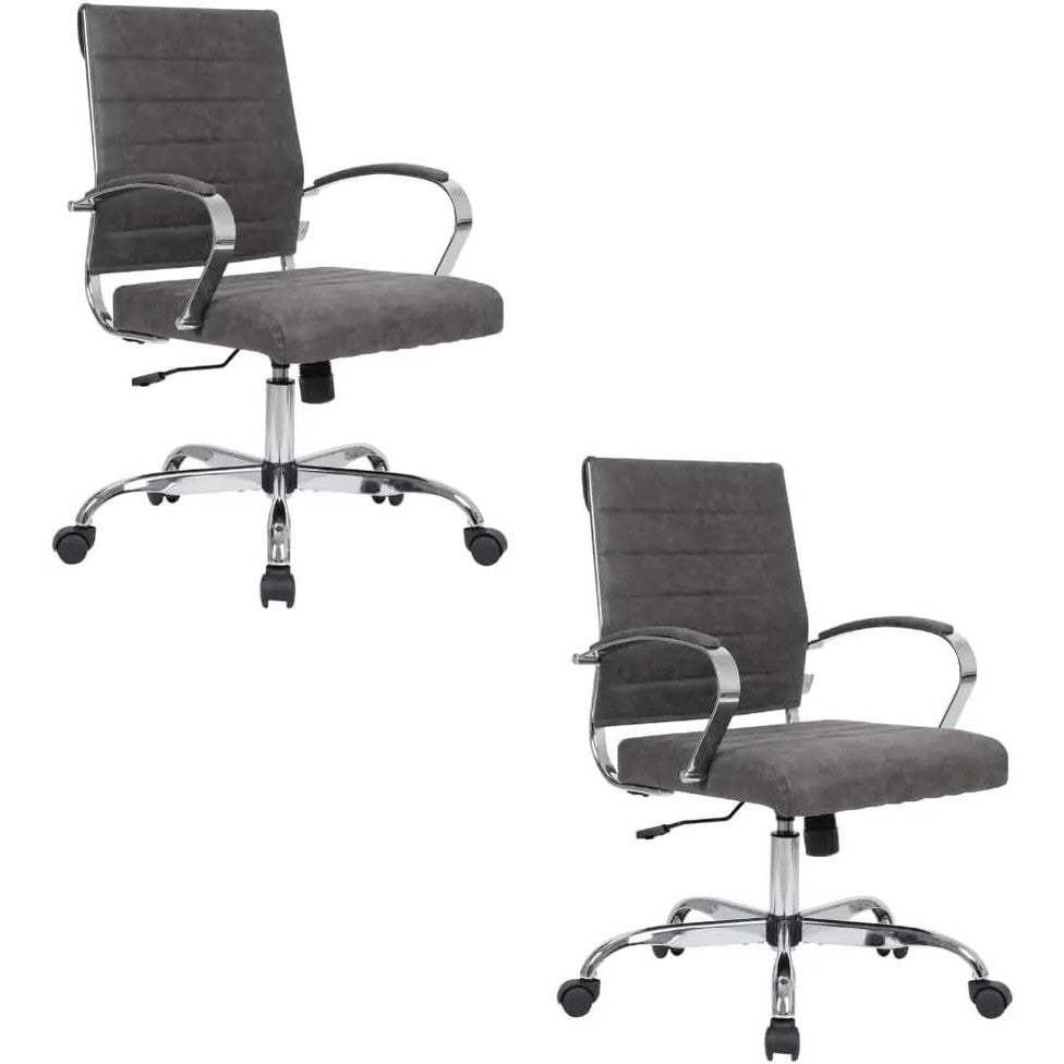 Leisuremod Benmar Leather Office Desk Chair, Mid-Back Ergonomic Swivel Chair with Lumbar Support, Adjustable Height, Tilt Lock, Cushioned Seat & Back, Home Office Task Chair (Tan, Single)