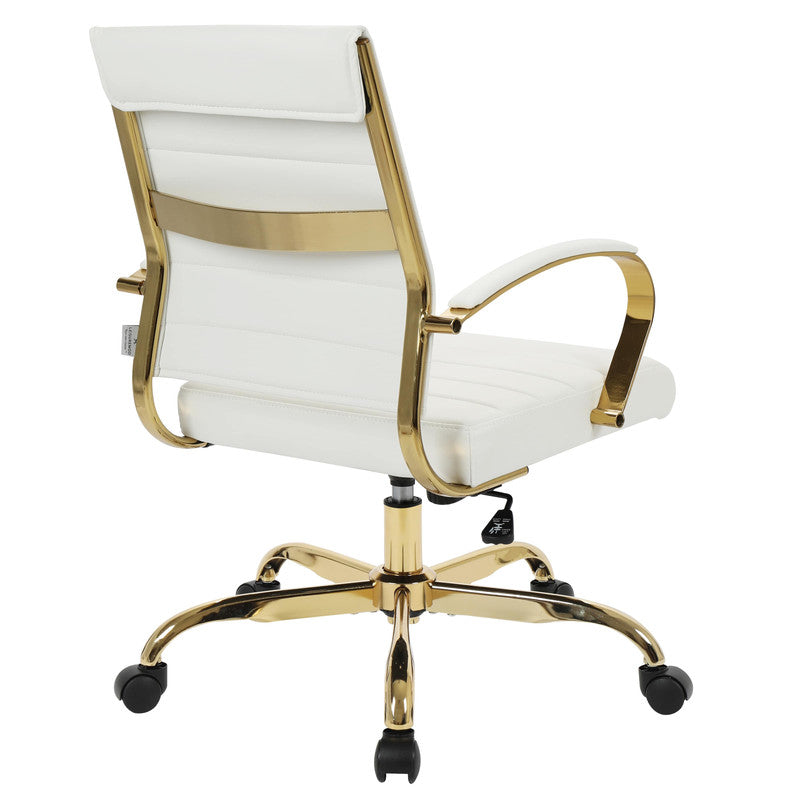 Set of 2 white leather office chairs – view 9