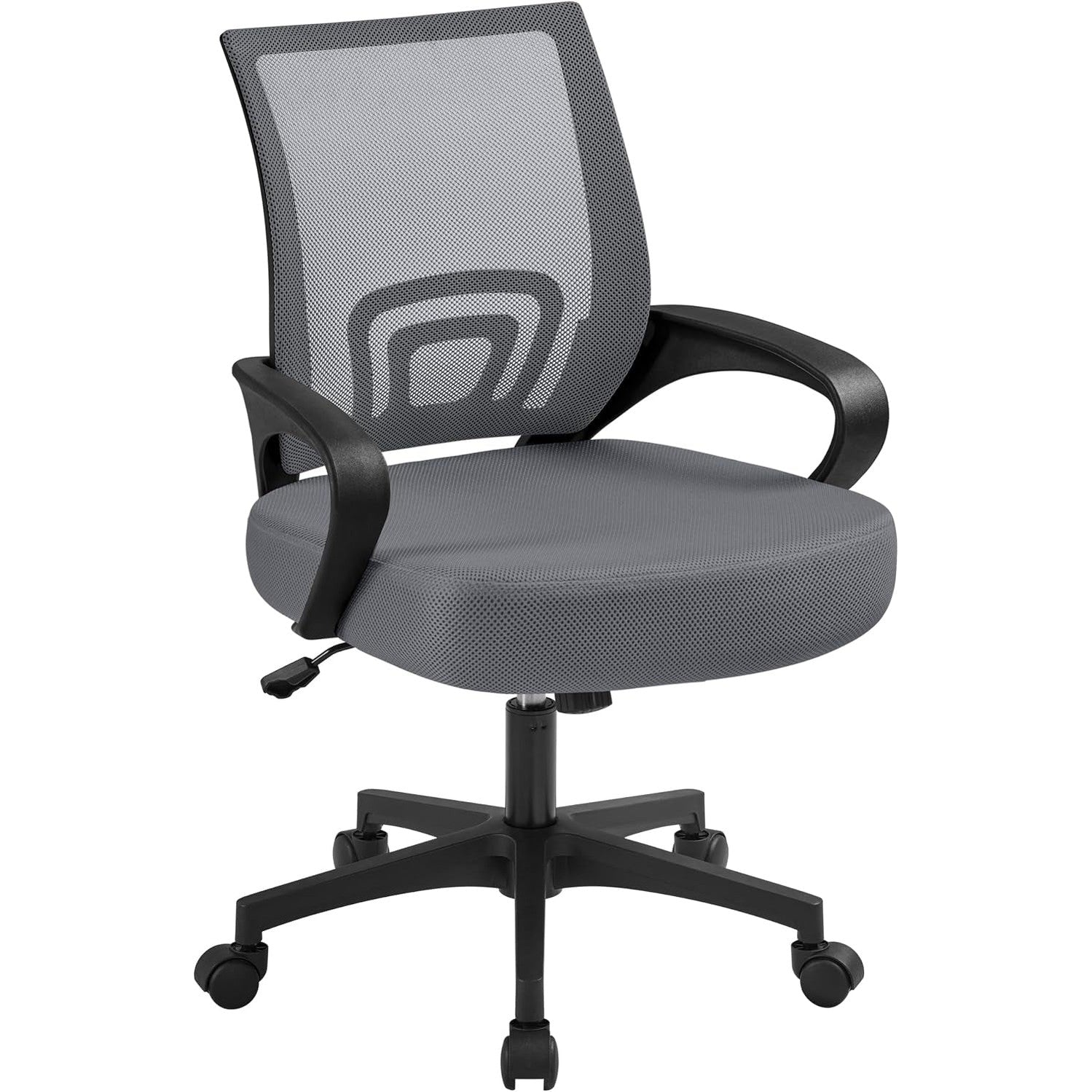 Yaheetech Mid Back Mesh Computer Office Desk Chair Adjustable Swivel, Dark Grey