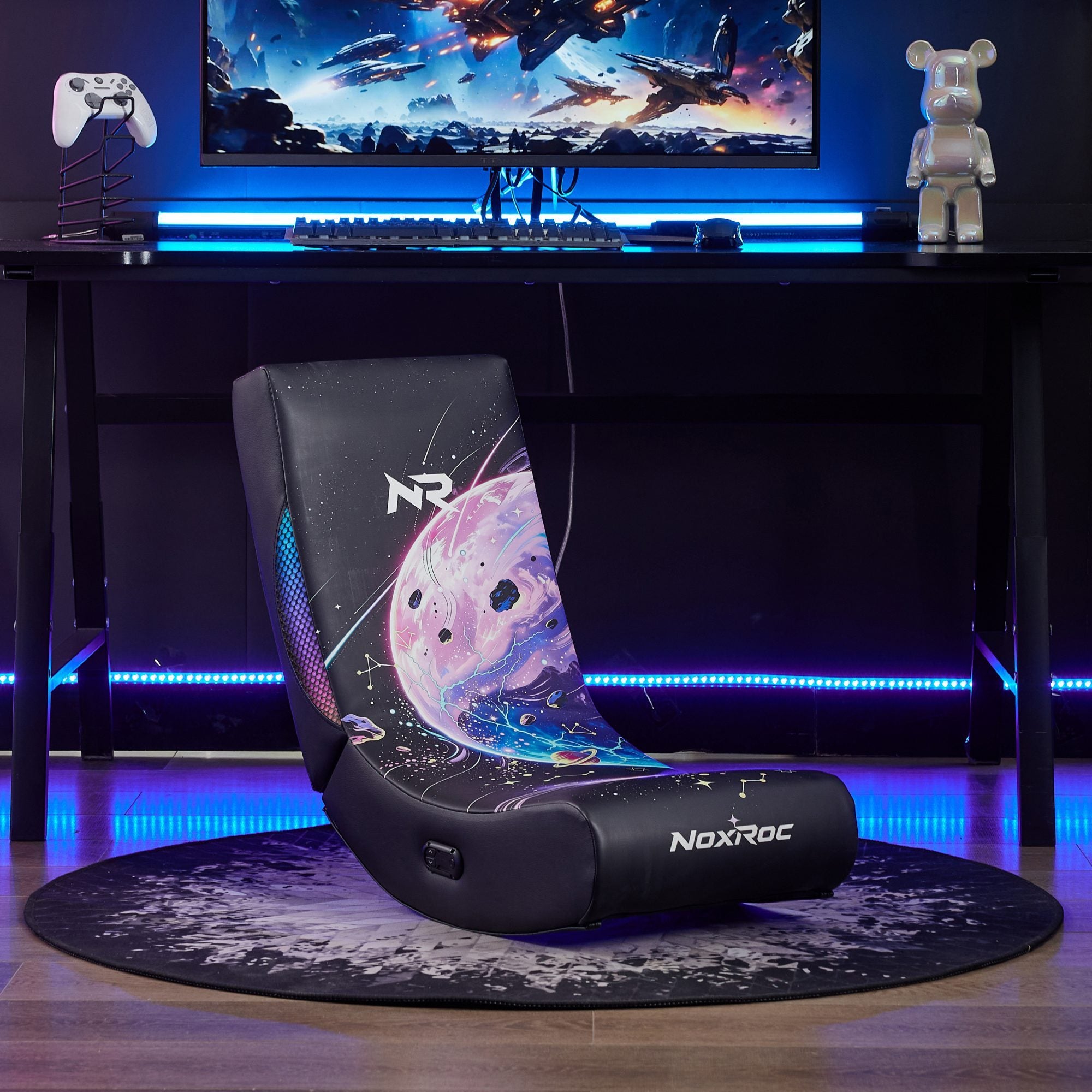 NoxRoc Space Galaxy Floor Gaming Rocker Chair with RGB LED Lights
