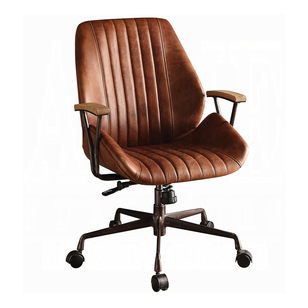 Cocoa leather swivel executive office chair - front view