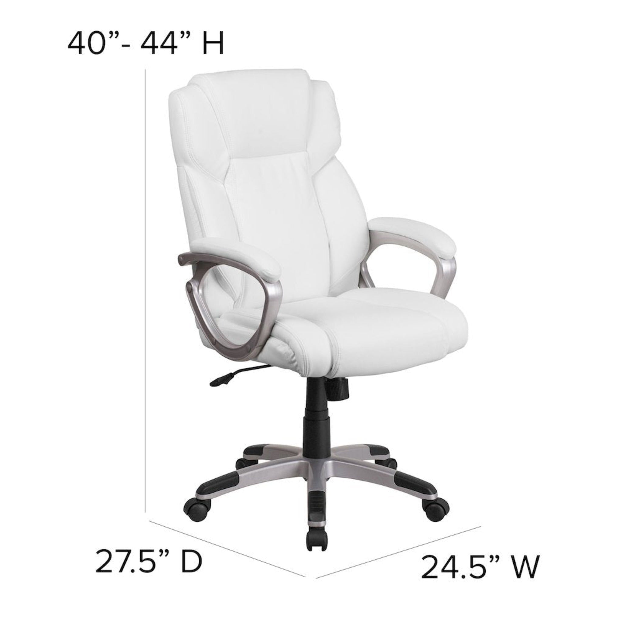 Mid-Back White LeatherSoft Executive Swivel Office Chair