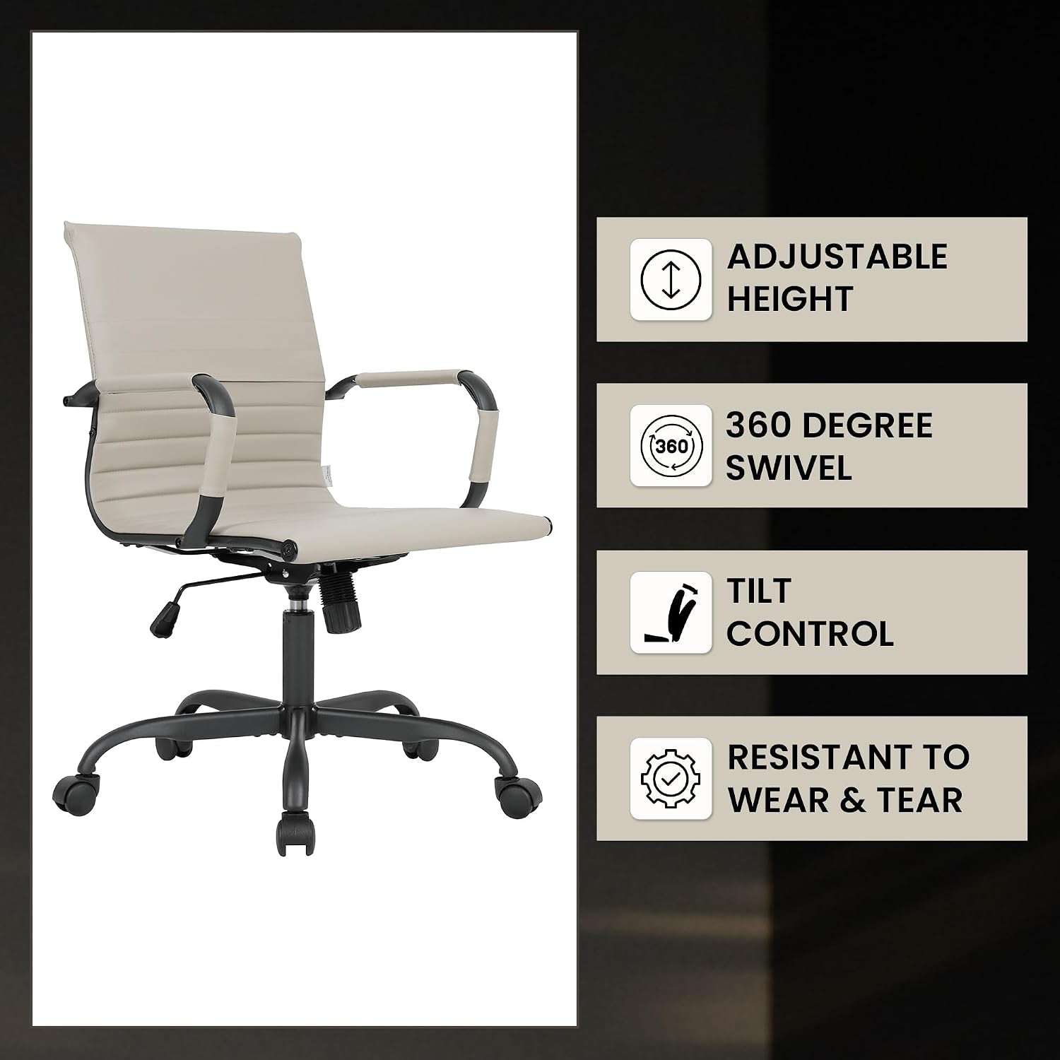 Ergonomic Leather Office Chair With Adjustable Tilt And Swivel Comfort