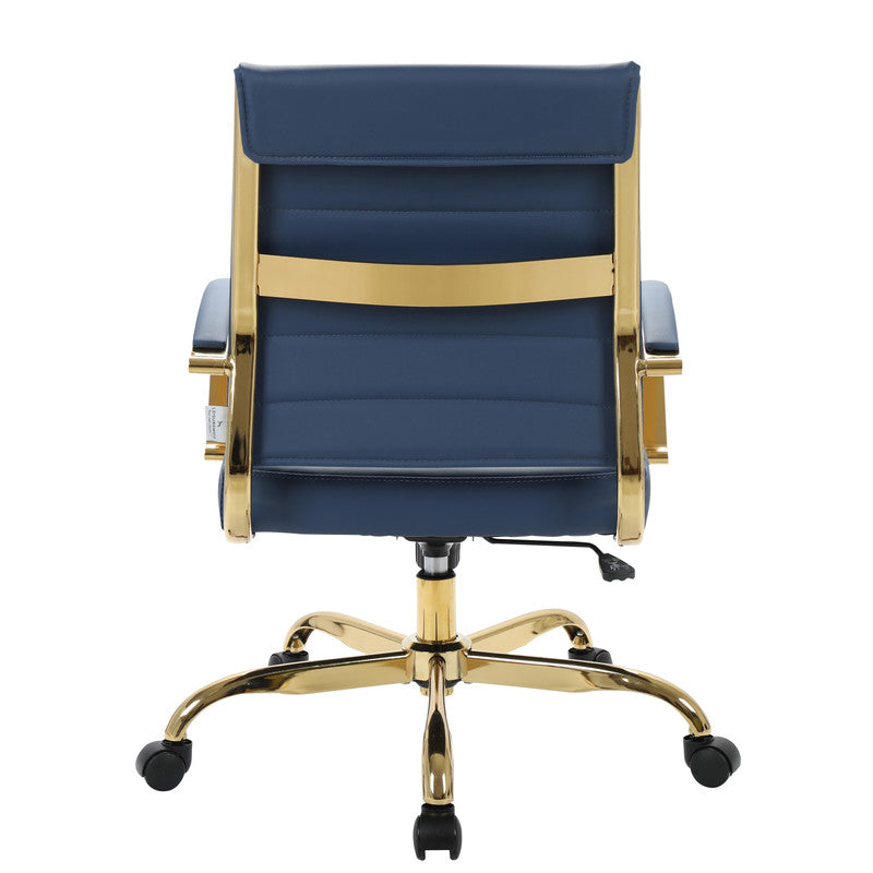 Set of 2 navy blue leather office chairs – view 10