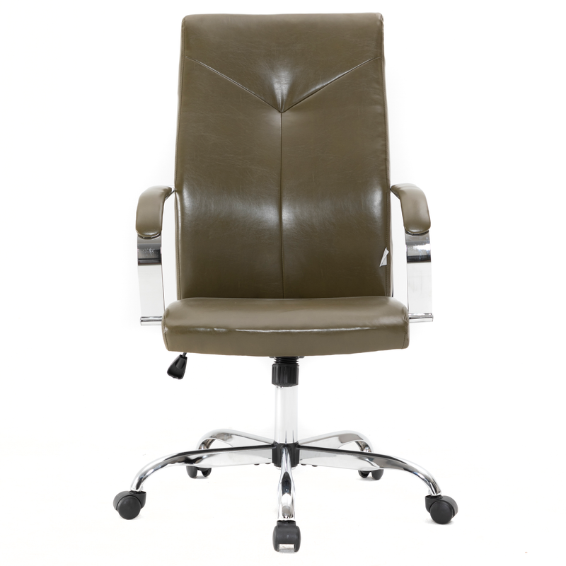 20 PCS Sonora Ergonomic High-Back Leather Desk Office Chair with Chrome Base and Tilt for Home Office - Olive Green