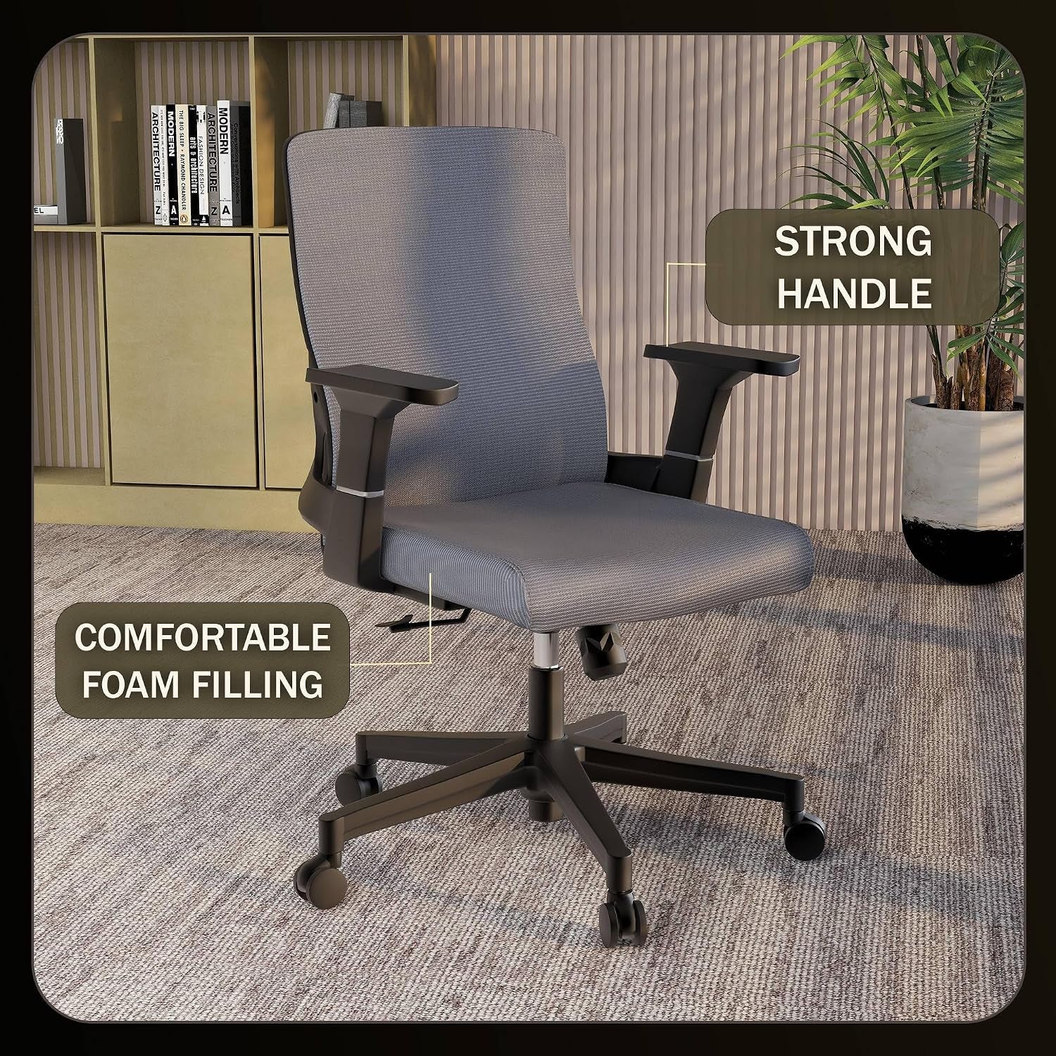 Leisuremod Ergonomic Office Chair, 360 Degree Swivel & Tilt with Rolling Wheels, Adjustable Height, Grey