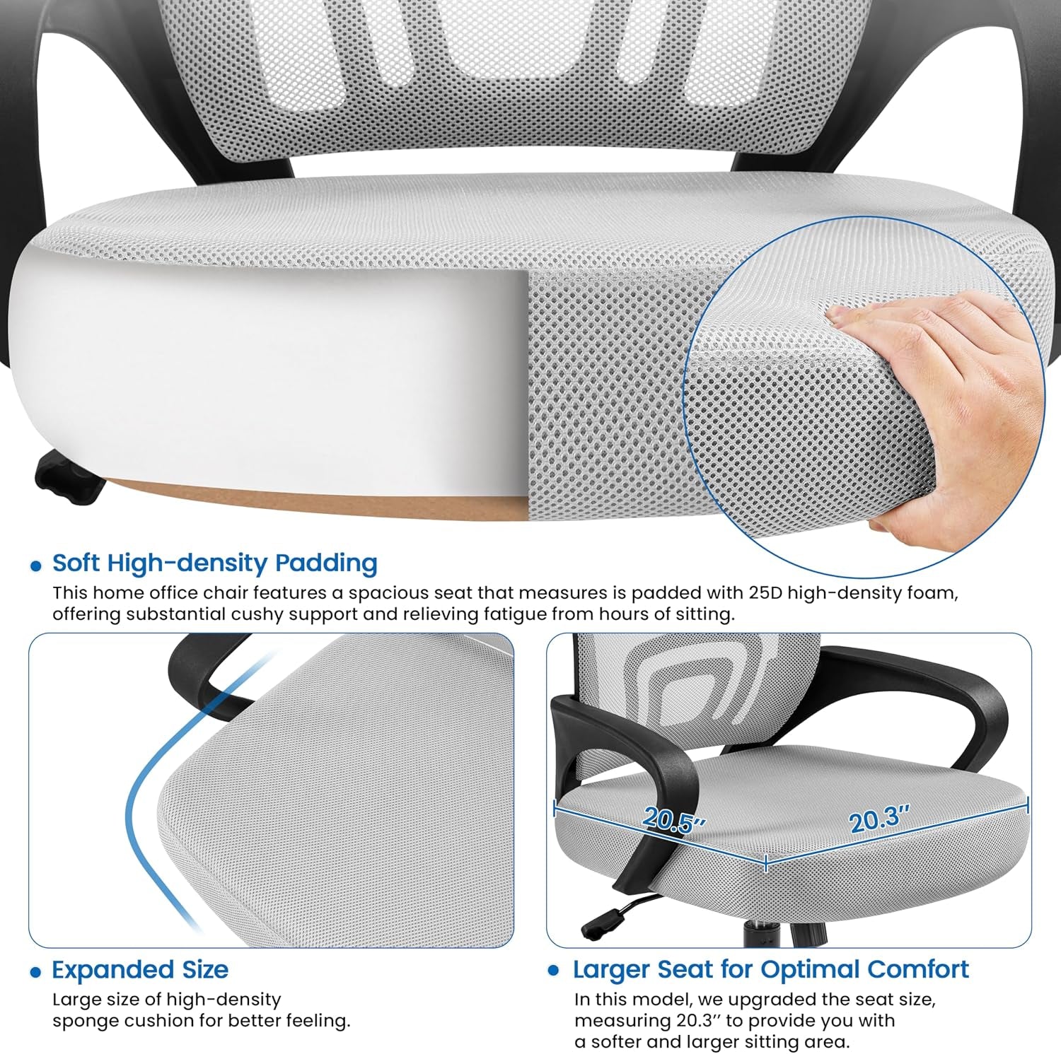 Yaheetech Mid Back Mesh Computer Office Desk Chair Adjustable Swivel, Grey | Breathable Mesh Back and Foam Padded Seat for Comfortable Work at Home or Office; Steel Frame Holds 300 Lb, Easy Assembly.
