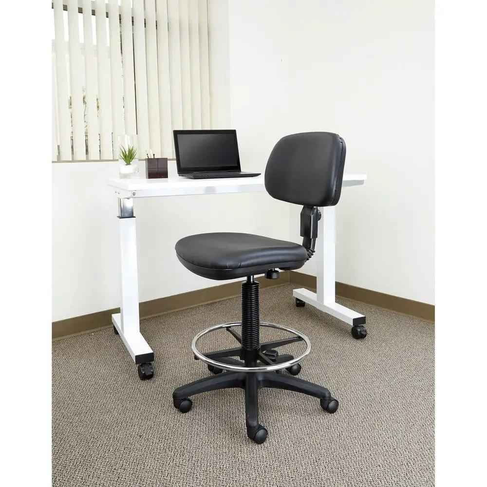 Drafting Chair with Adjustable Height and Comfortable Vinyl Seat