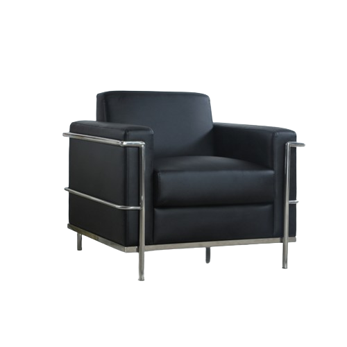 Black Faux Leather Accent Club Chair, Chrome Frame
