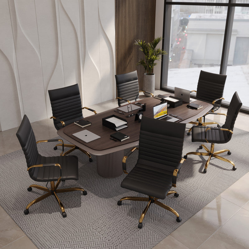 17 PCS Harris Modern High-Back Leather Upholstered Office Chair with Tilt & Swivel for Home Office - Black