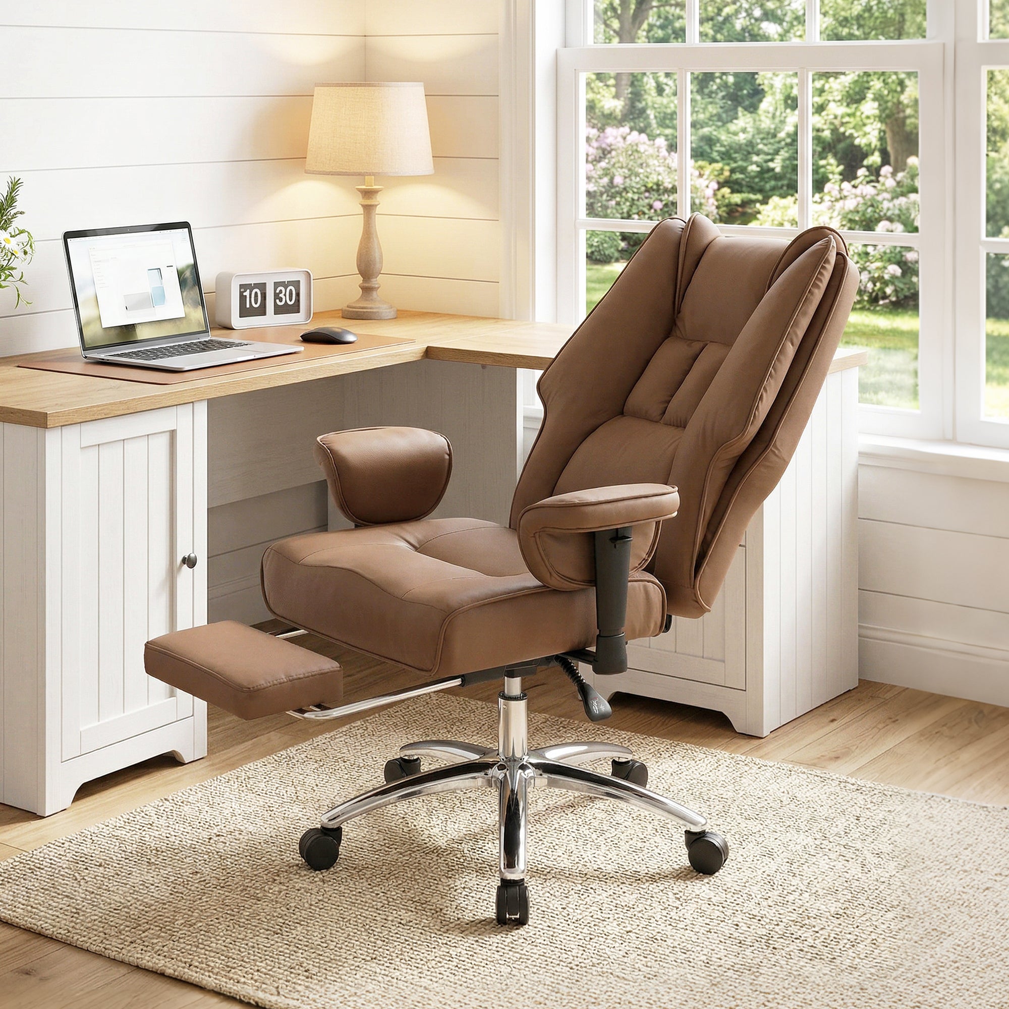 HOMCOM Brown Faux Leather Reclining Executive Office Chair