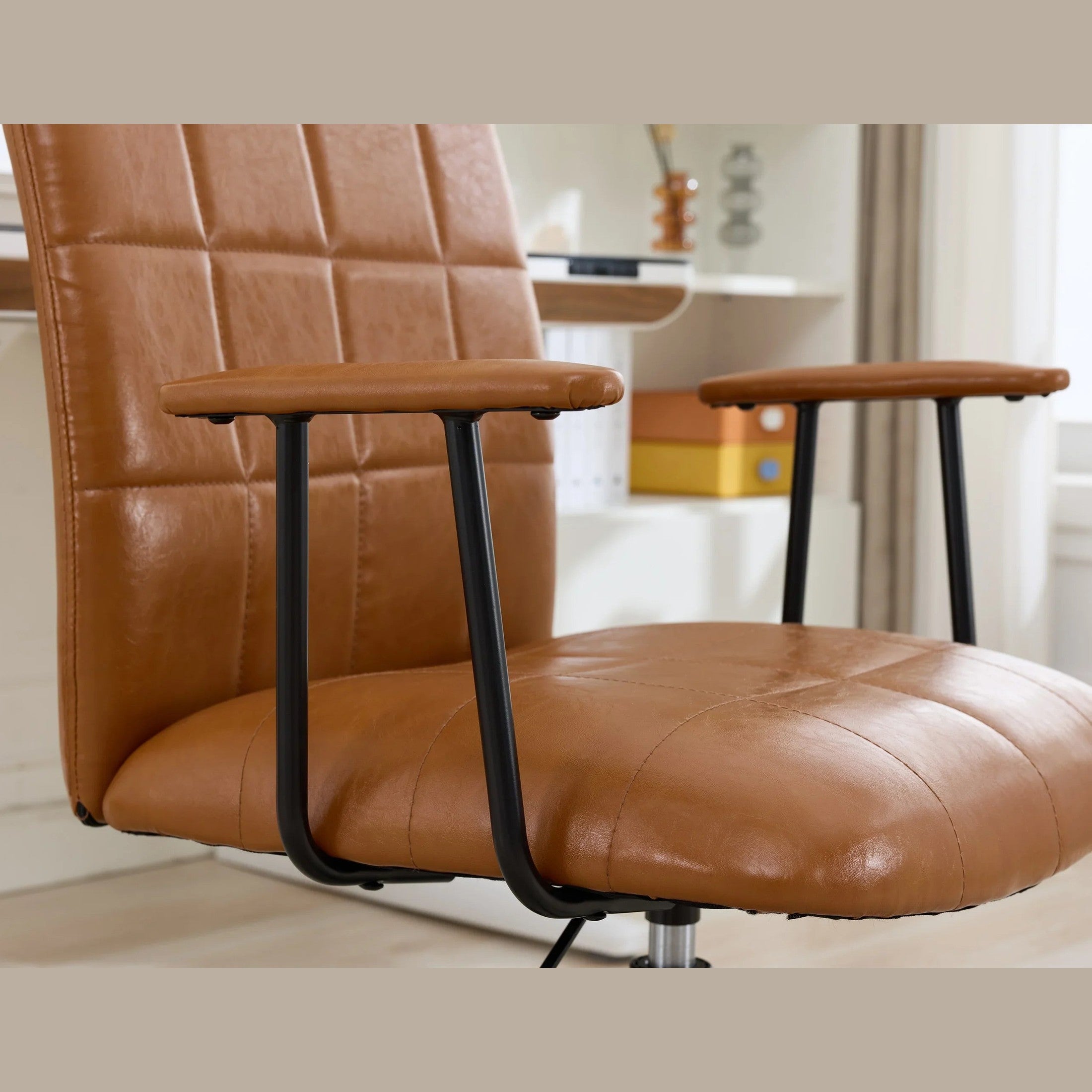 Antique Brown PU Leather Office Chair With Armrest And Gas Lift by Platinum-Level Office Chairs