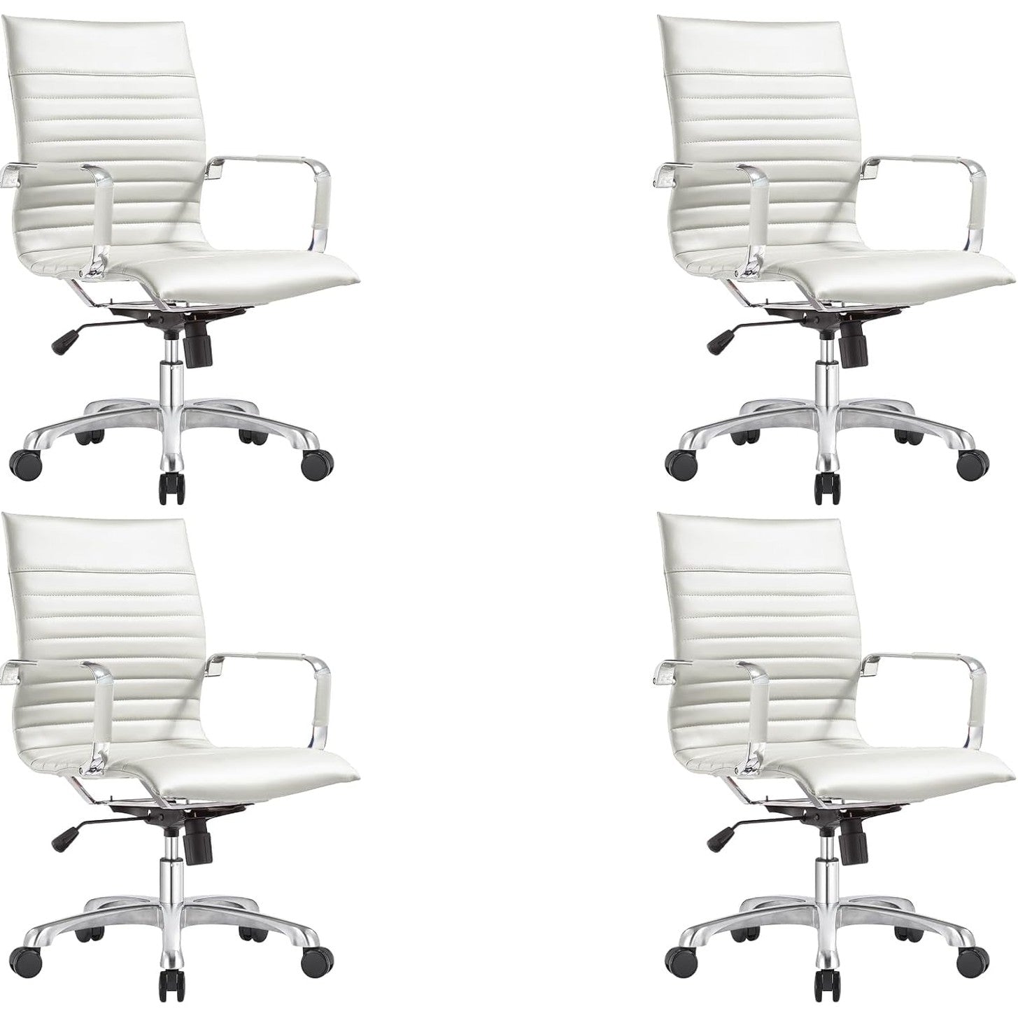 Leisuremod Ergonomic Executive Office Chair with Lumbar Support – Adjustable Leather Swivel Desk Chair, High Back Computer Chair Home & Office with Rolling Wheels & Chrome Base