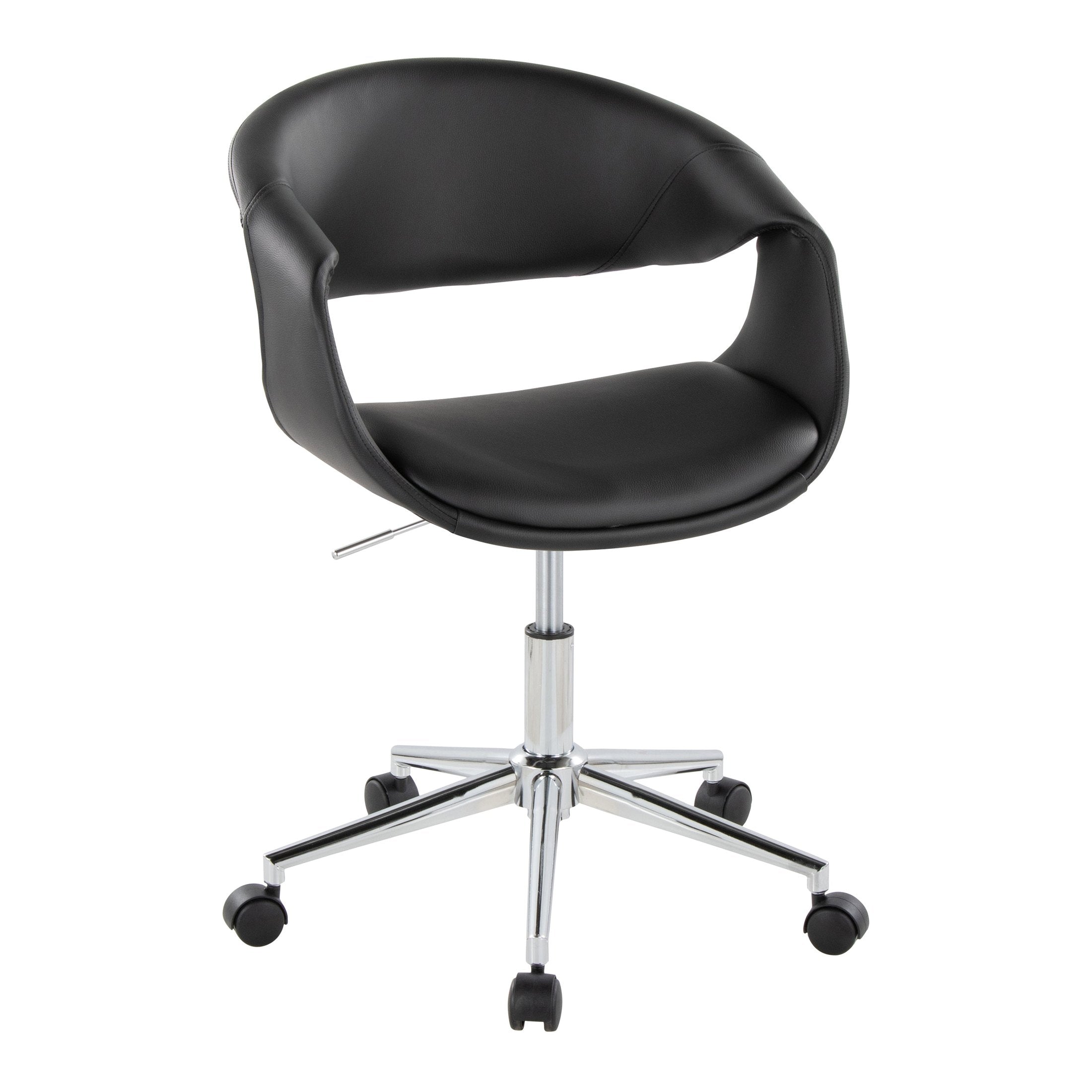 Black Faux Leather Task Chair with Chrome Swivel Base