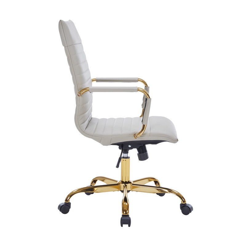 17 PCS Harris Modern High-Back Leather Upholstered Office Chair with Tilt & Swivel for Home Office - Tan