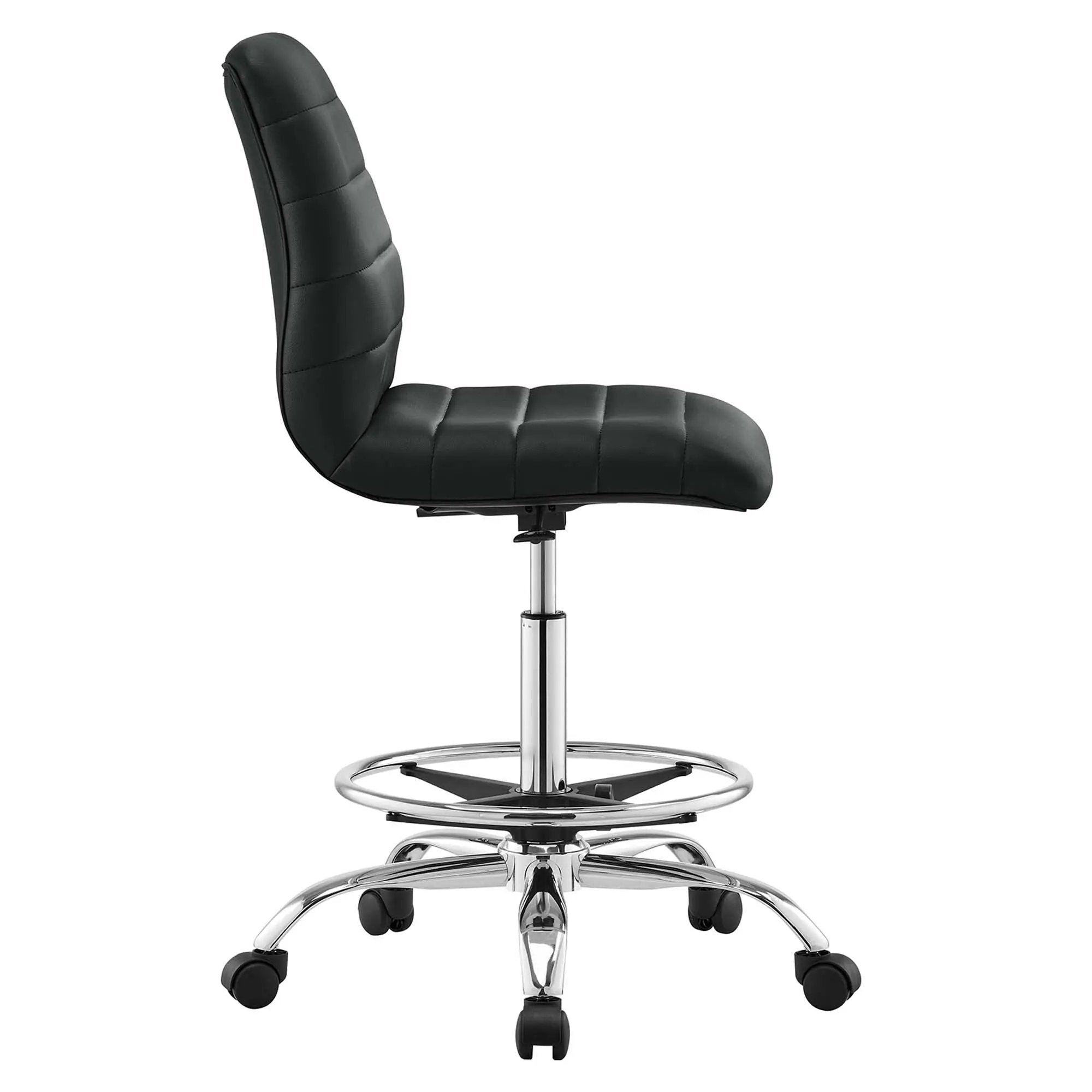 Drafting Chair Vegan Leather Armless Adjustable Stool