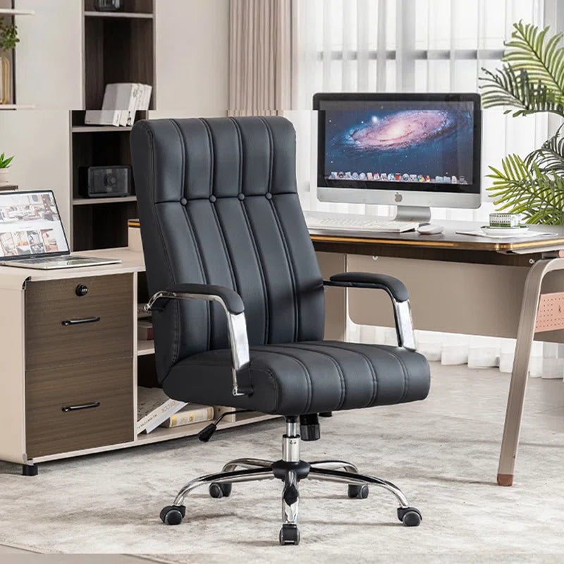 Ergonomic Tufted Faux Leather Executive Office Chair with High Back