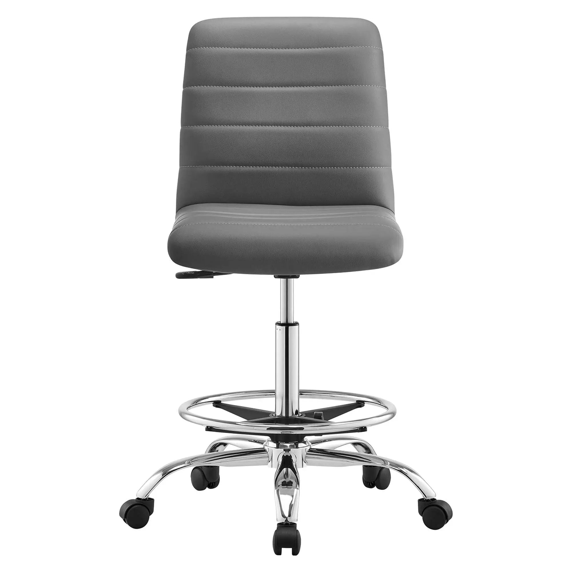 Drafting Chair Vegan Leather Armless Adjustable Stool
