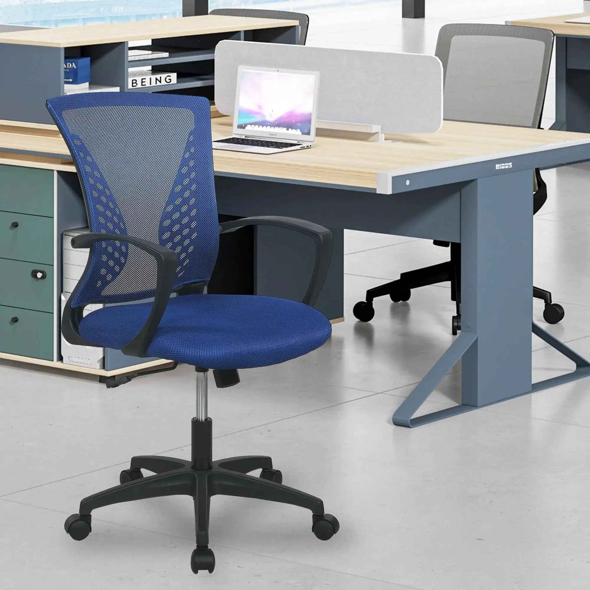 Paylesshere Ergonomic Office Chair, Lumbar Support, Adjustable Height with Armrests for Adults(Blue)