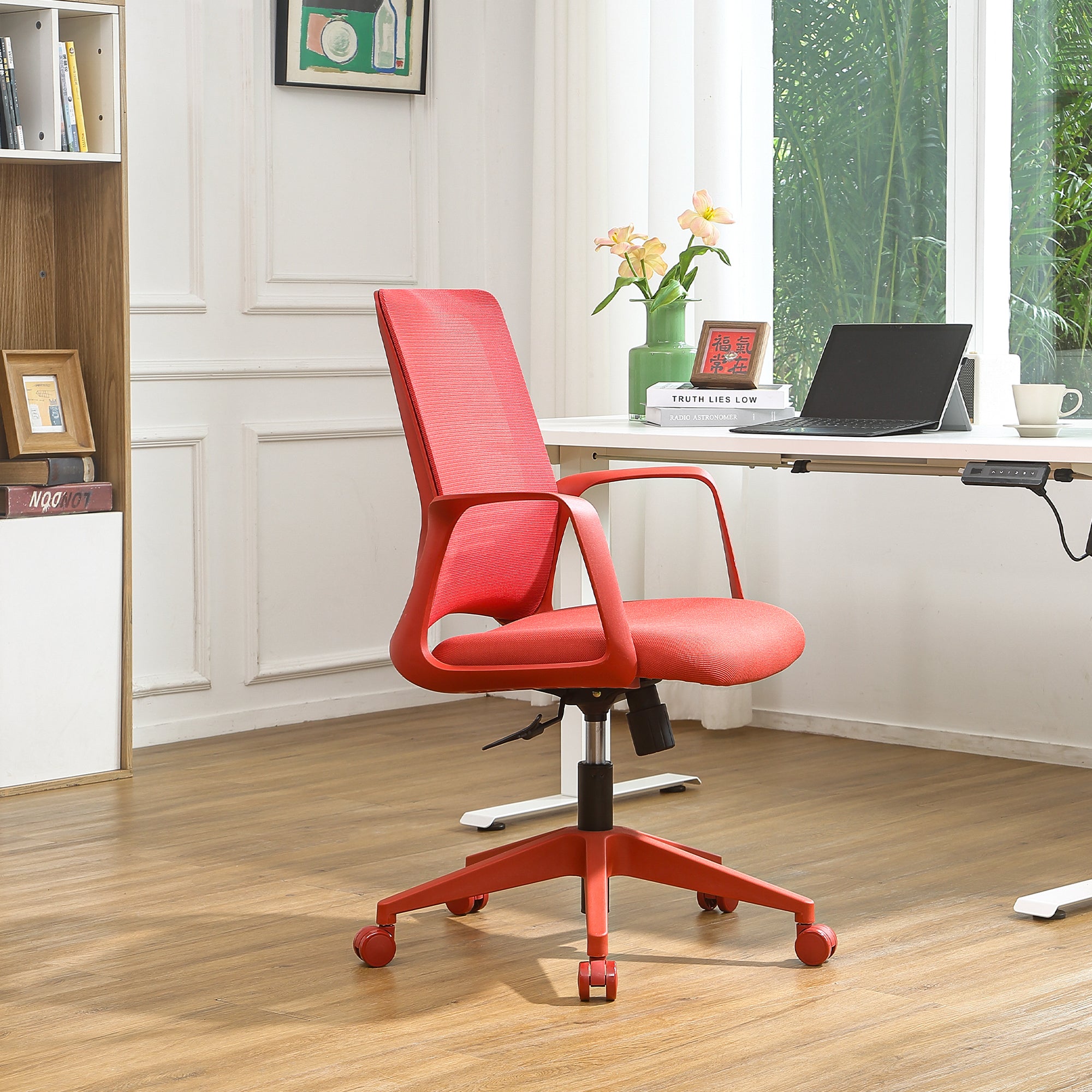 Red Mesh Executive Office Chair with Lumbar Support, 350 lbs - Platinum-Level Office Chairs