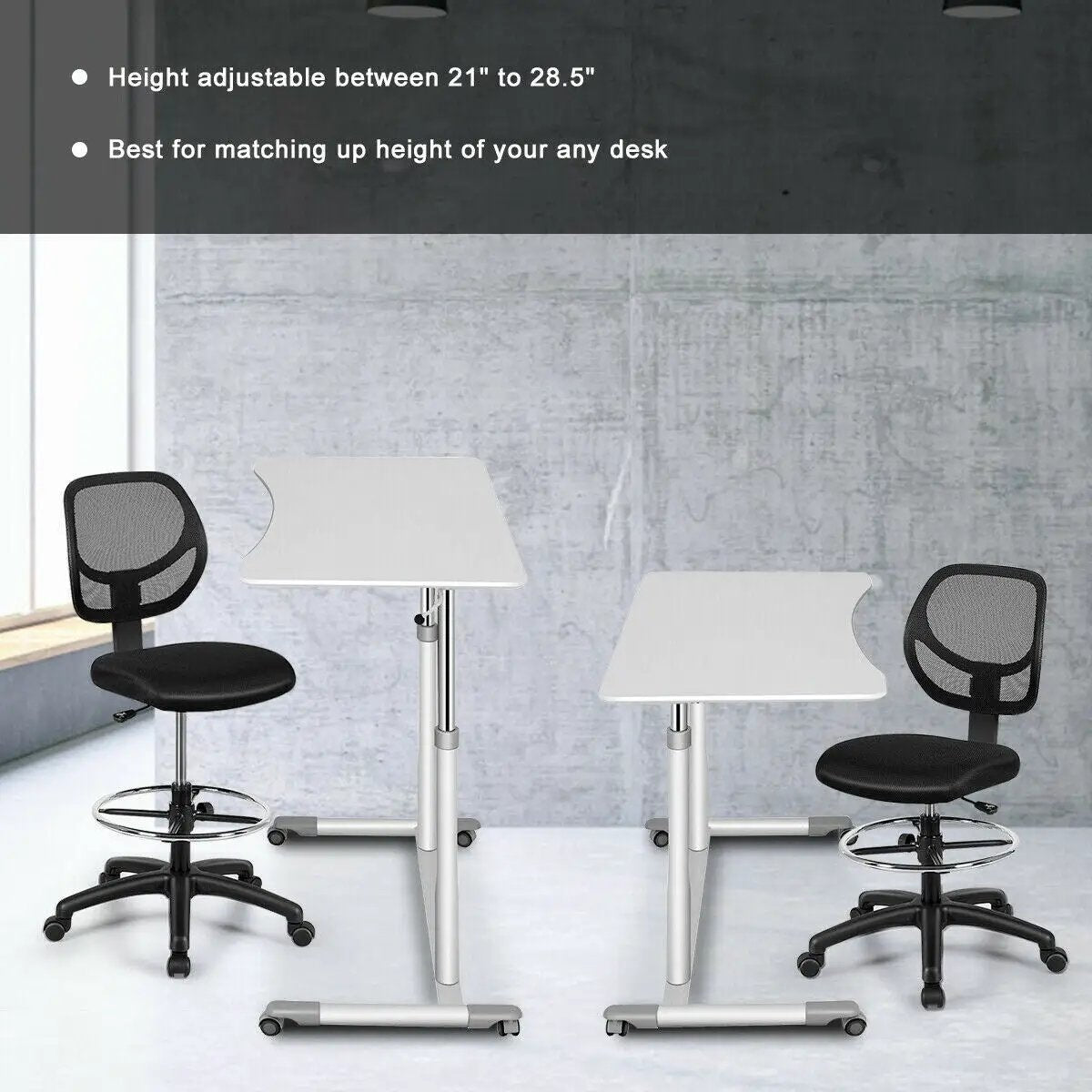 Ergonomic Mesh Drafting Chair - Adjustable, Breathable Comfort for Office