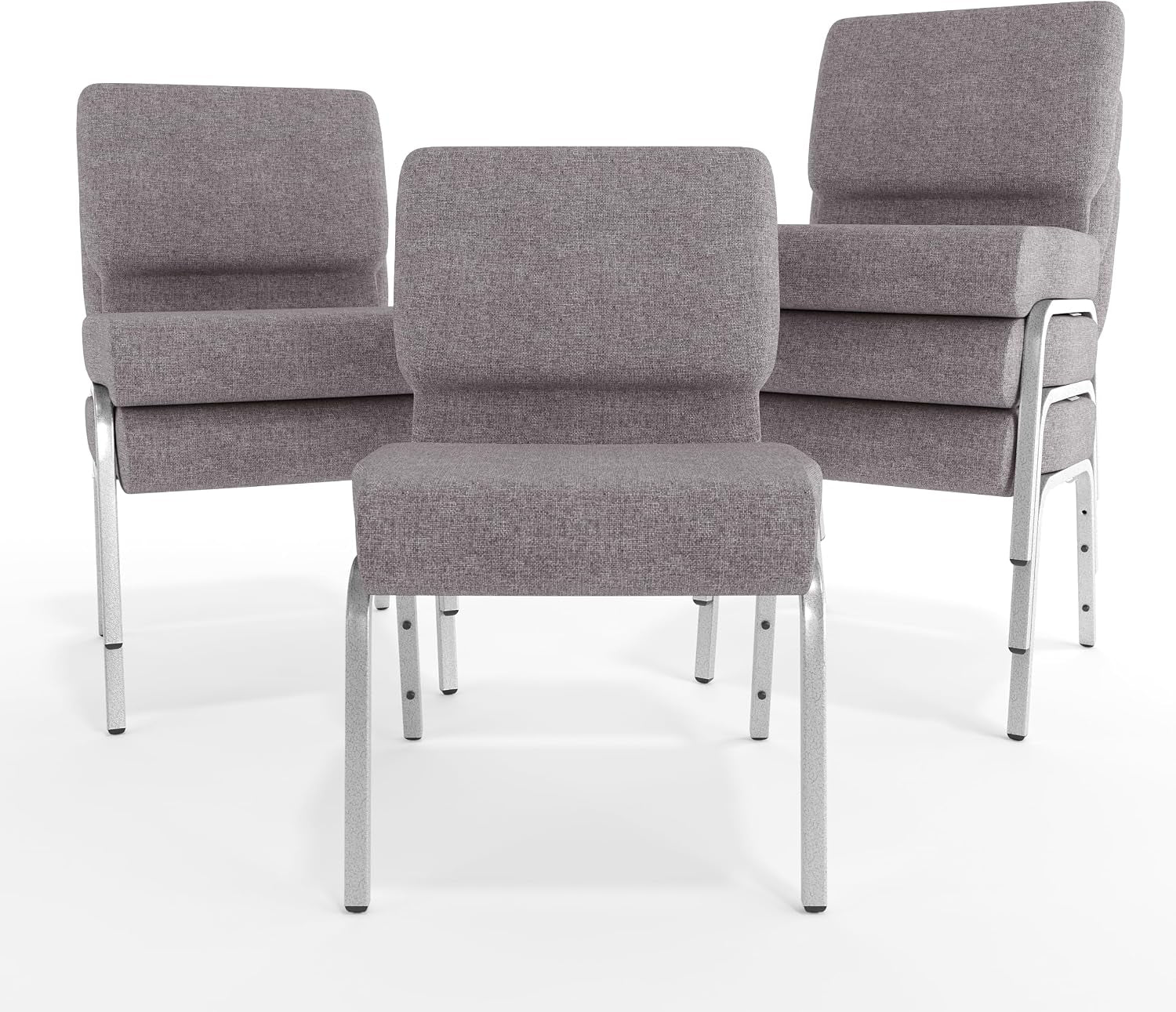 Flash Furniture HERCULES Series 21''W Stacking Church Chair in Gray Fabric - Silver Vein Frame