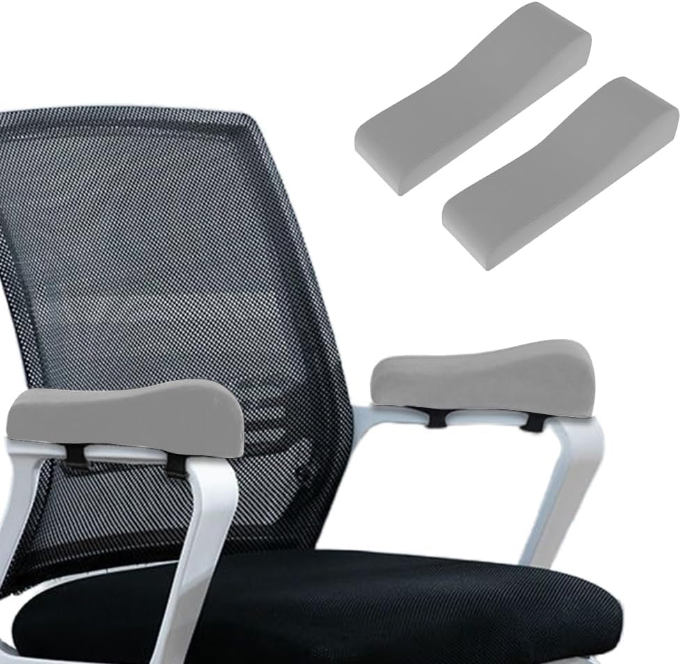 2 Pack Office Chair Armrest Pads Covers,Arm Rest Pad with Memory Foam Elbow Pillow for Forearm Pressure Relief, Arm Rest Covers for Office Chairs, Wheelchair, Comfy Gaming Chair (Black)