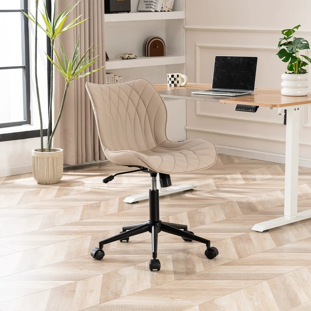 Swivel Armless Desk Chair Office Chairs Makeup Vanity Chair