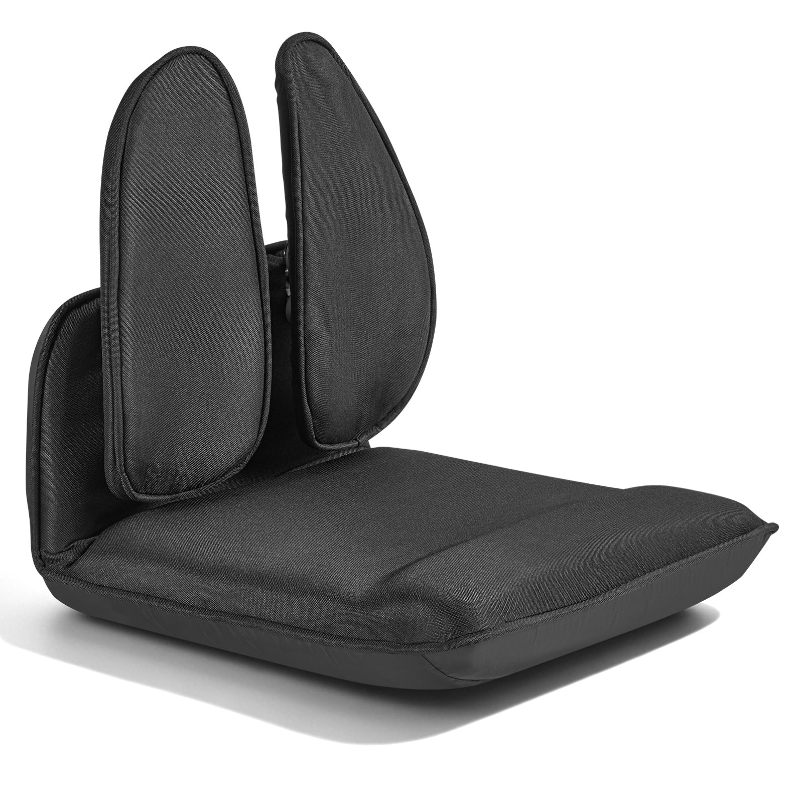 Black Folding Floor Chair - front angle view on white background