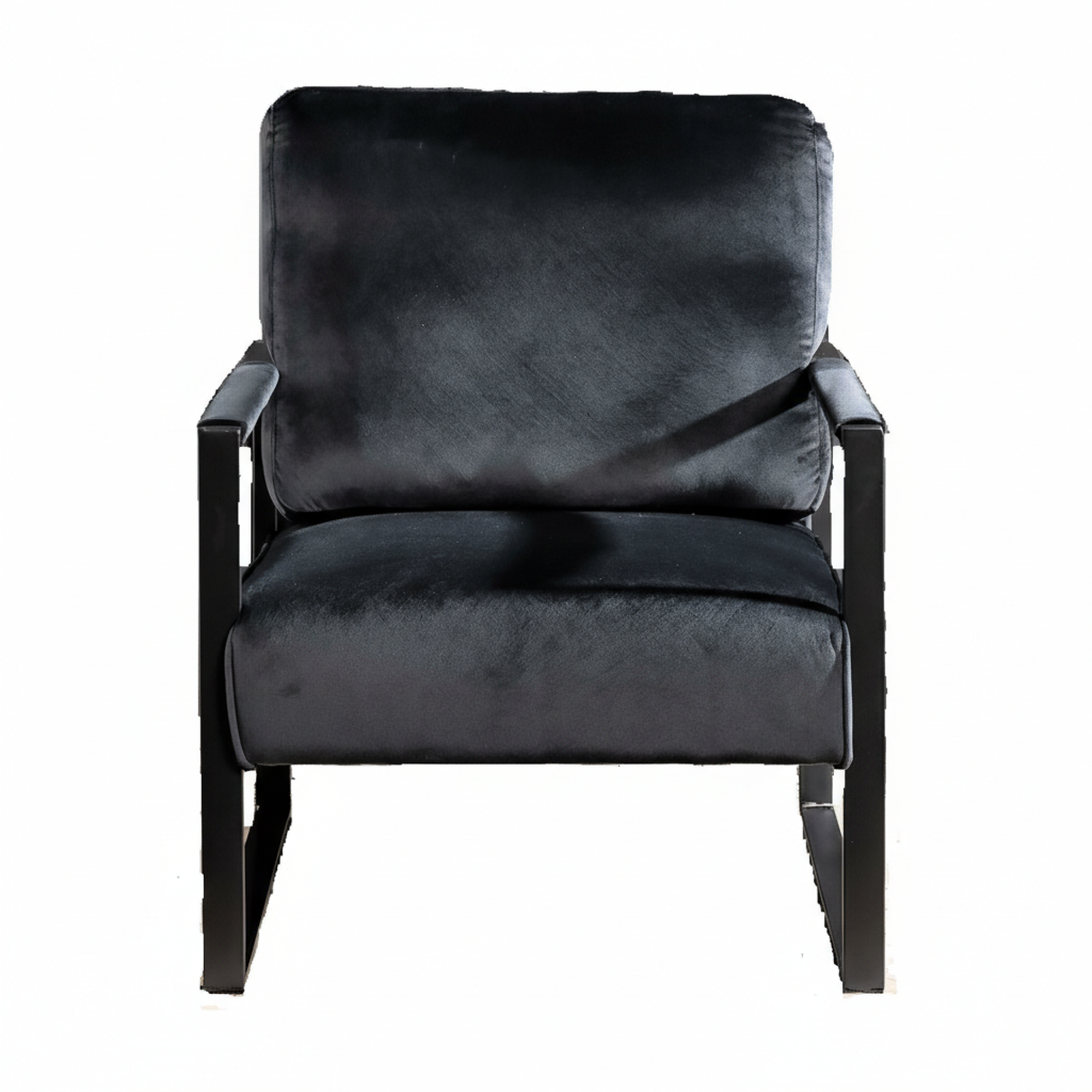 Mid Century Velvet Accent Chair With Durable Square Metal Frame