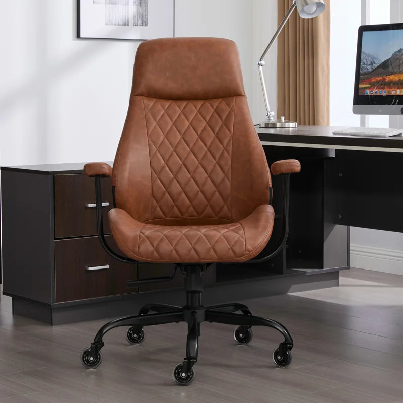 Diamond Quilted PU Leather Office Chair with Premium Durable Construction, Slient Wheels, Easy Assembly