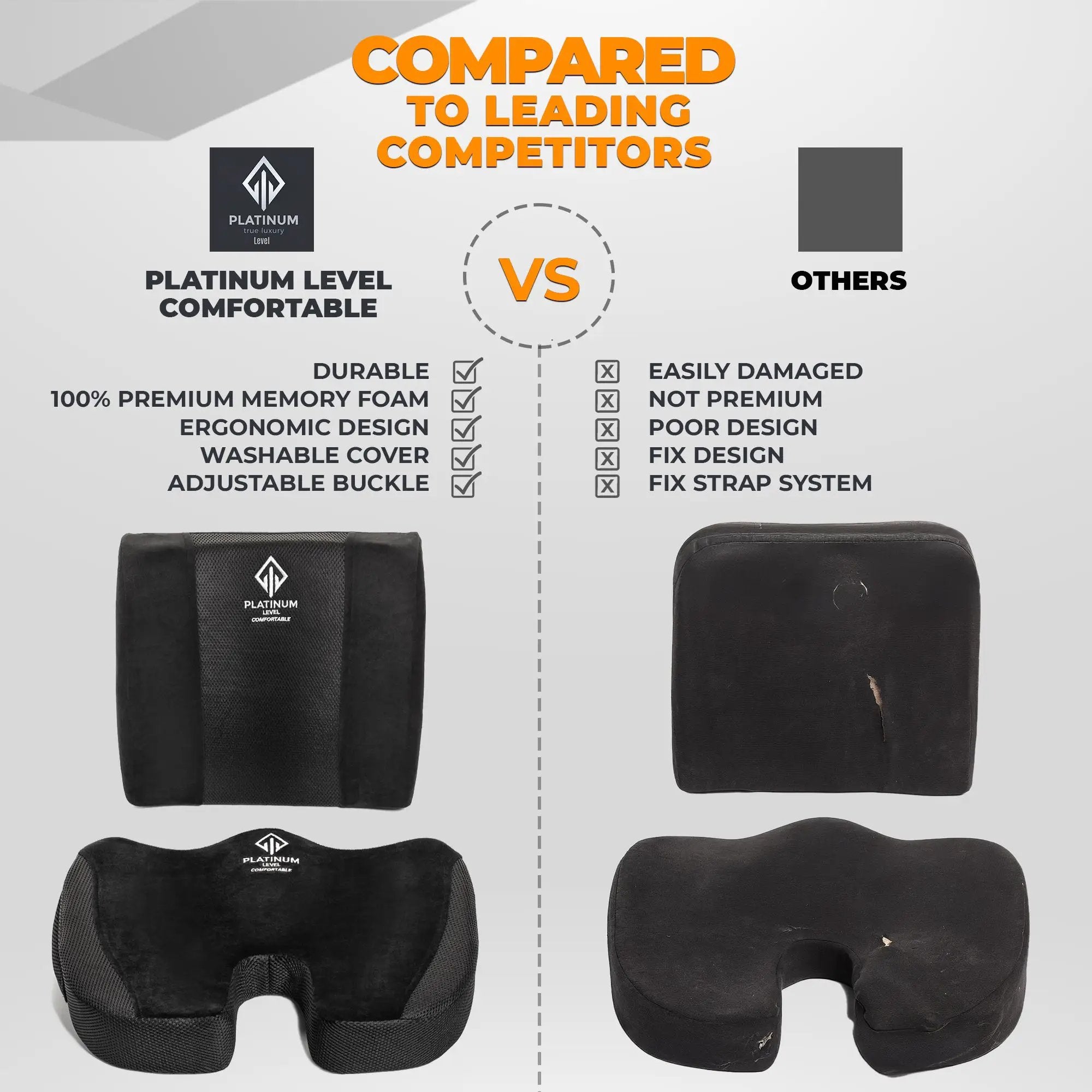 Platinum-Level Comfortable Ergonomic Memory Foam Cushion Set for Ultimate Comfort - Platinum-Level Office Chairs