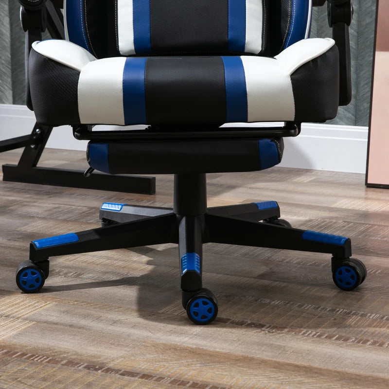 Vinsetto High Back Ergonomic Gaming Chair with Footrest, Blue - Platinum-Level Office Chairs