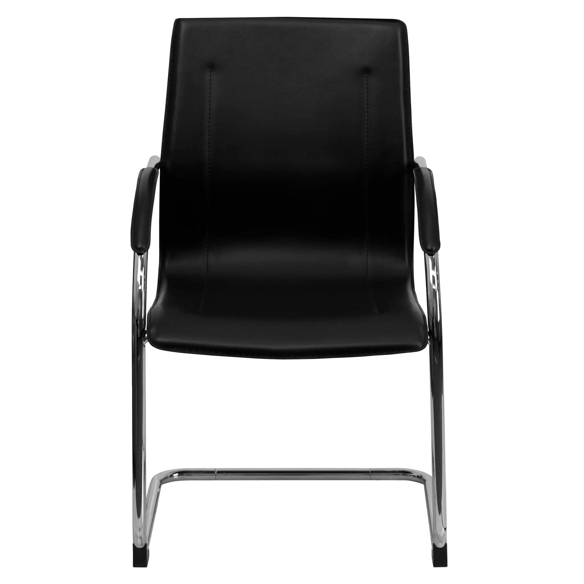 Vinyl Side Reception Chair with Chrome Sled Base - Lobby and Guest Seating