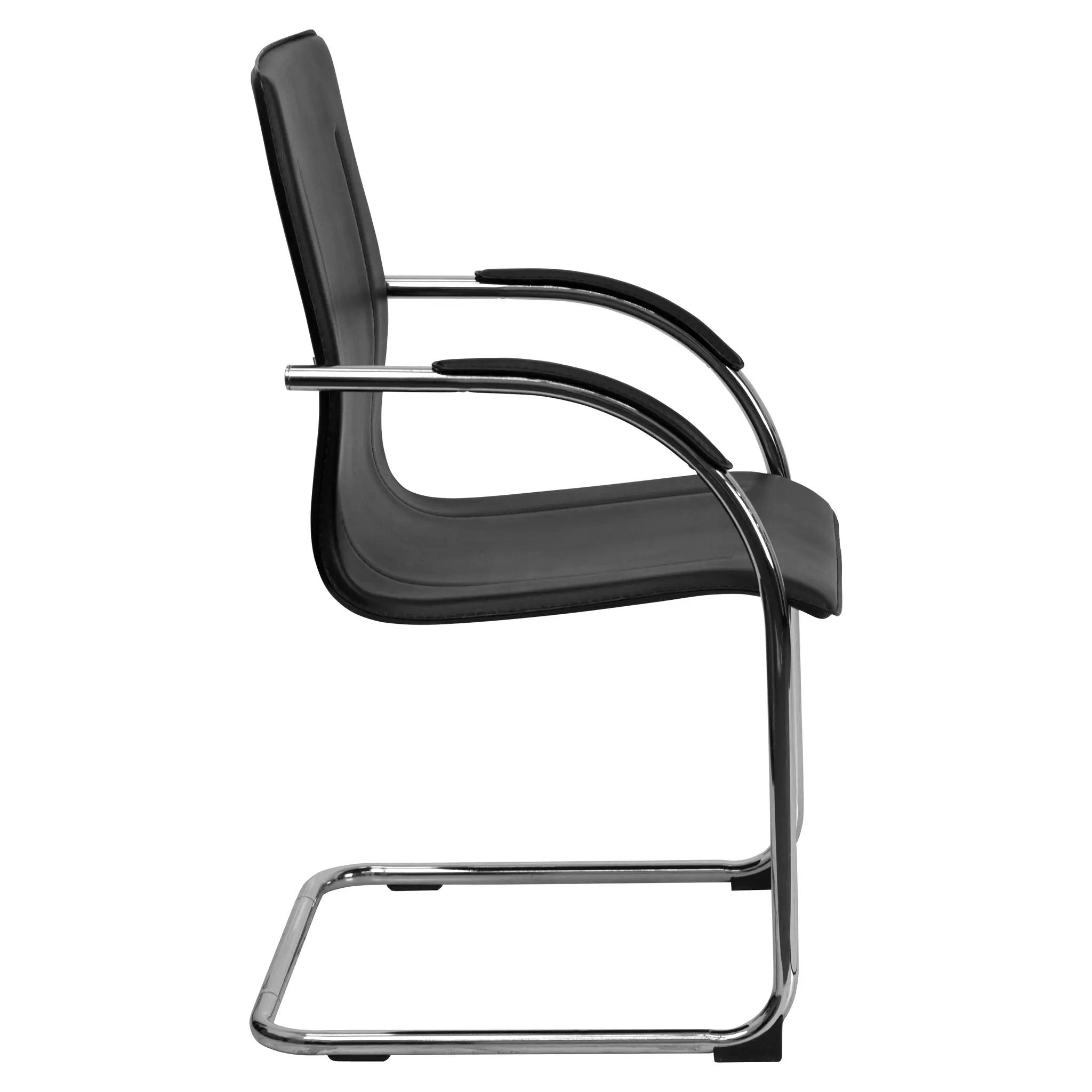 Vinyl Side Reception Chair with Chrome Sled Base - Lobby and Guest Seating