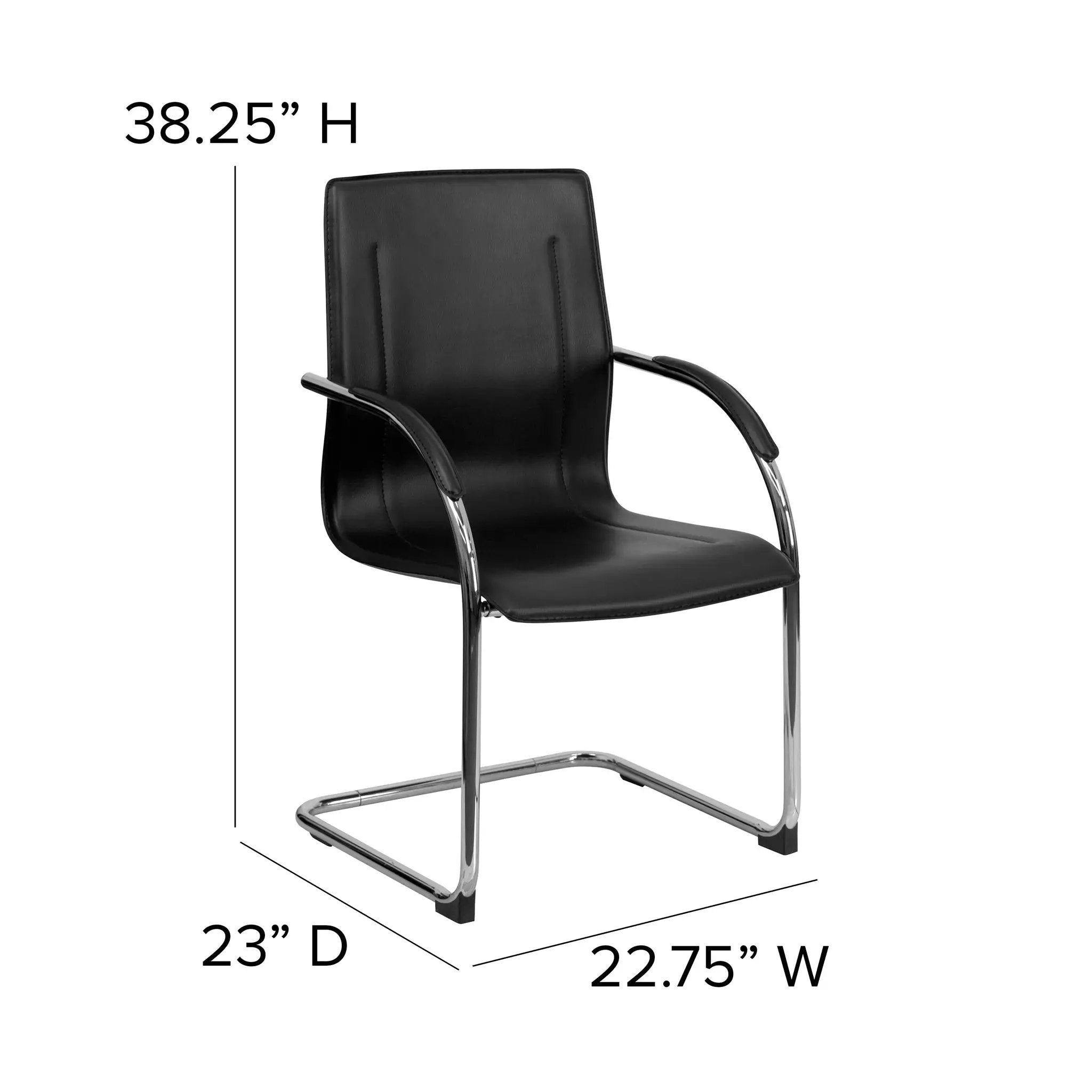 Vinyl Side Reception Chair with Chrome Sled Base - Lobby and Guest Seating