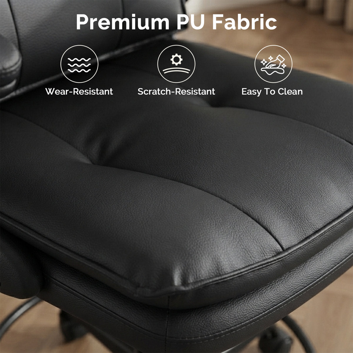 Ergonomic Faux Leather Drafting Chair with Adjustable Footrest, Integrated Arms and 330 lbs Capacity