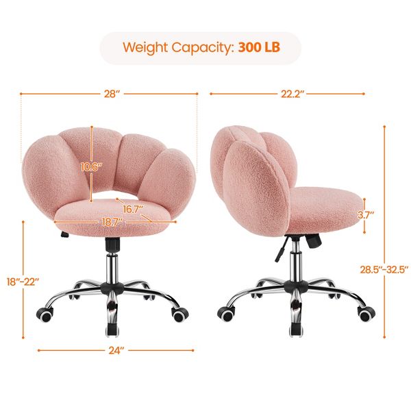 Teddy Fabric Adjustable Swivel Office Chair, Pink - Platinum-Level Office Chairs
