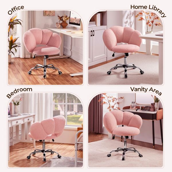 Teddy Fabric Adjustable Swivel Office Chair, Pink - Platinum-Level Office Chairs