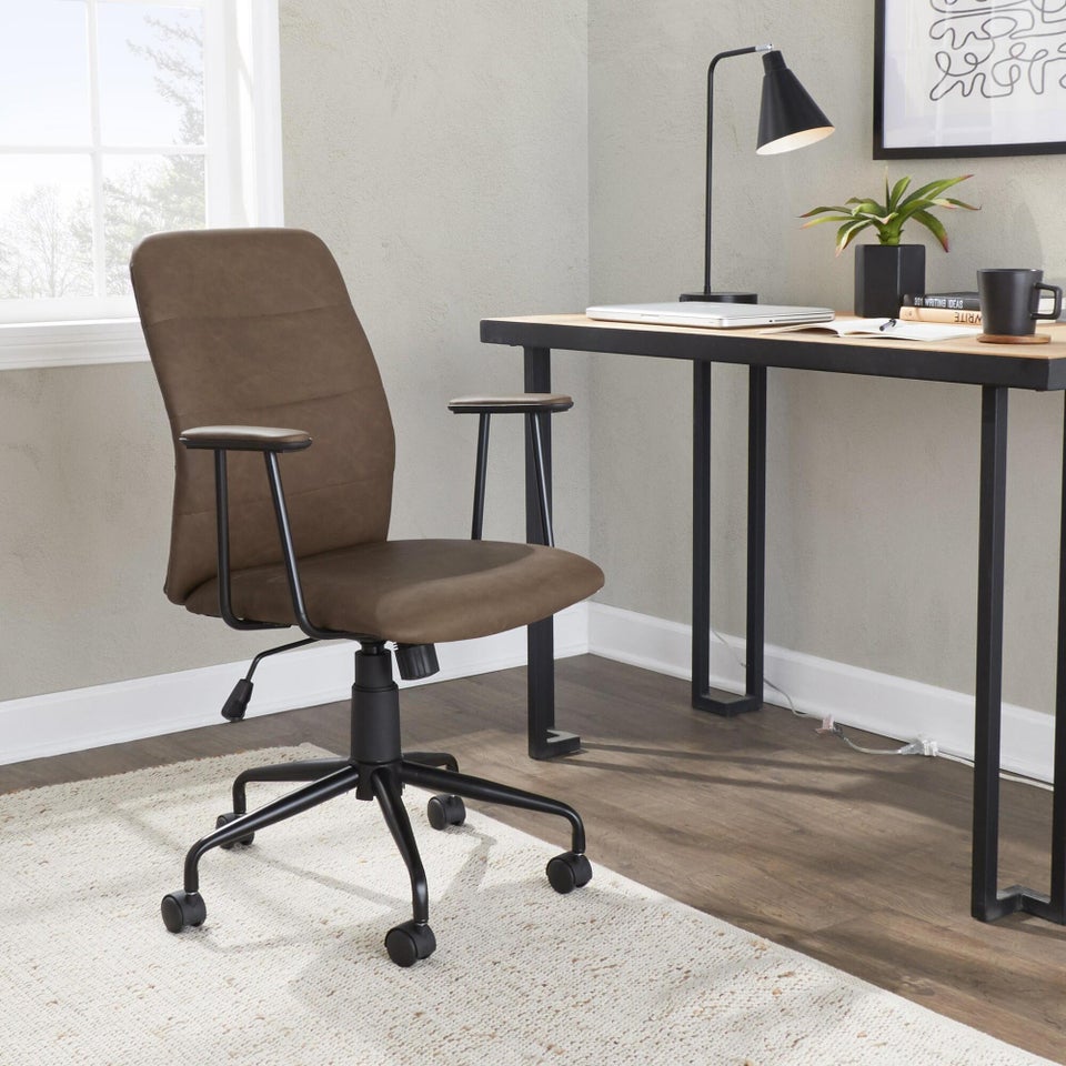 Espresso Faux Leather Adjustable Height Swivel Office Chair Ergonomic Computer Desk Chairtar Base - Platinum-Level Office Chairs