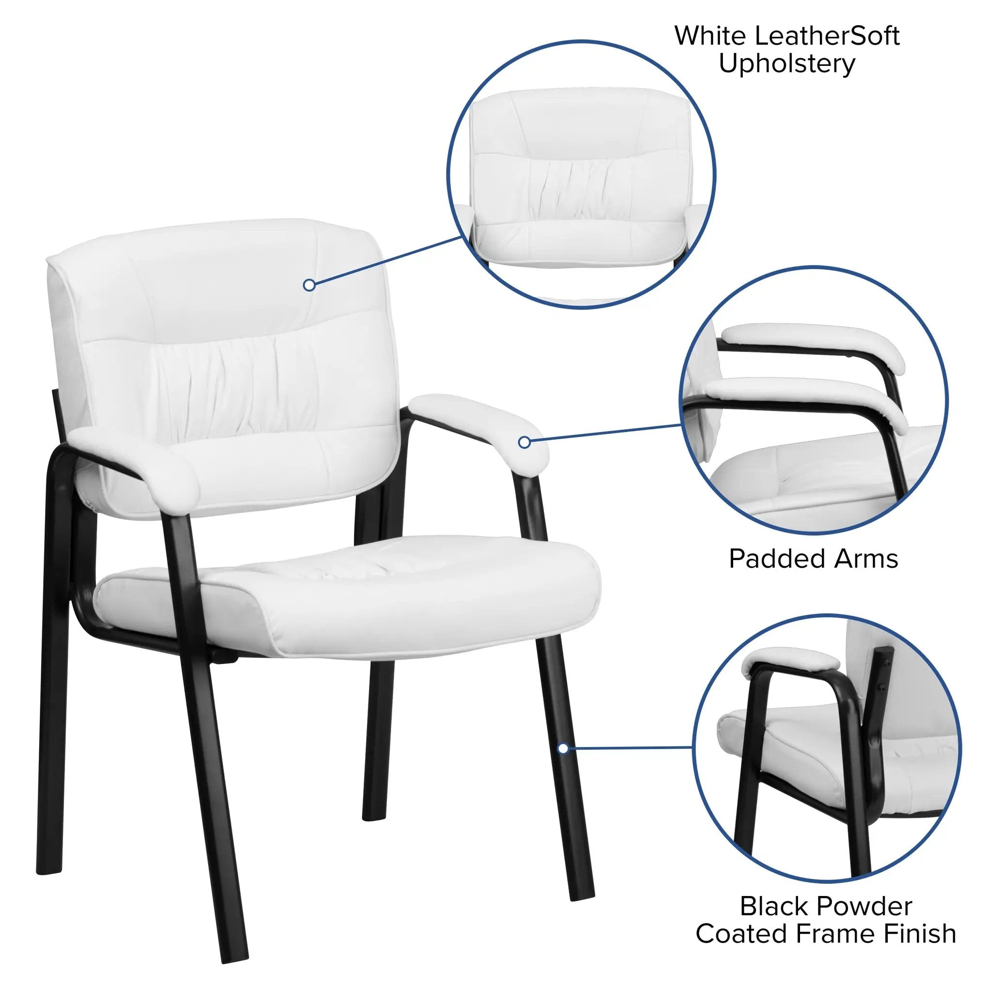 Upholstered Tufted Executive Reception Chair with Padded Arms - 23.25"W X 26"D X 36"H
