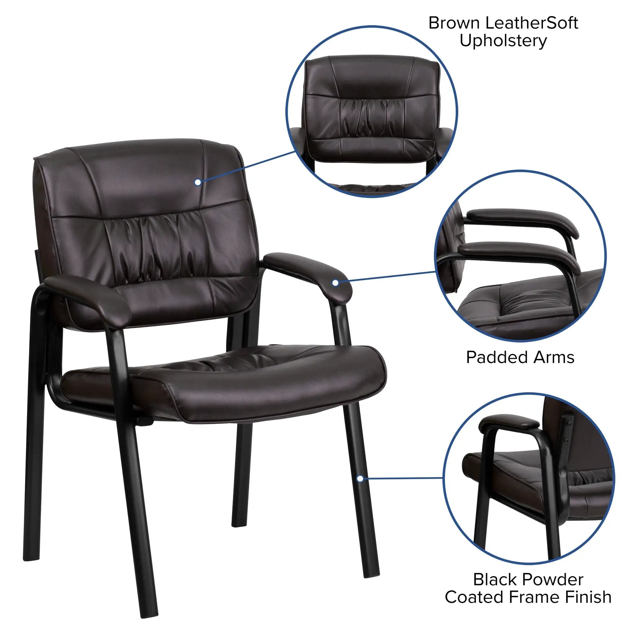 Upholstered Tufted Executive Reception Chair with Padded Arms - 23.25"W X 26"D X 36"H