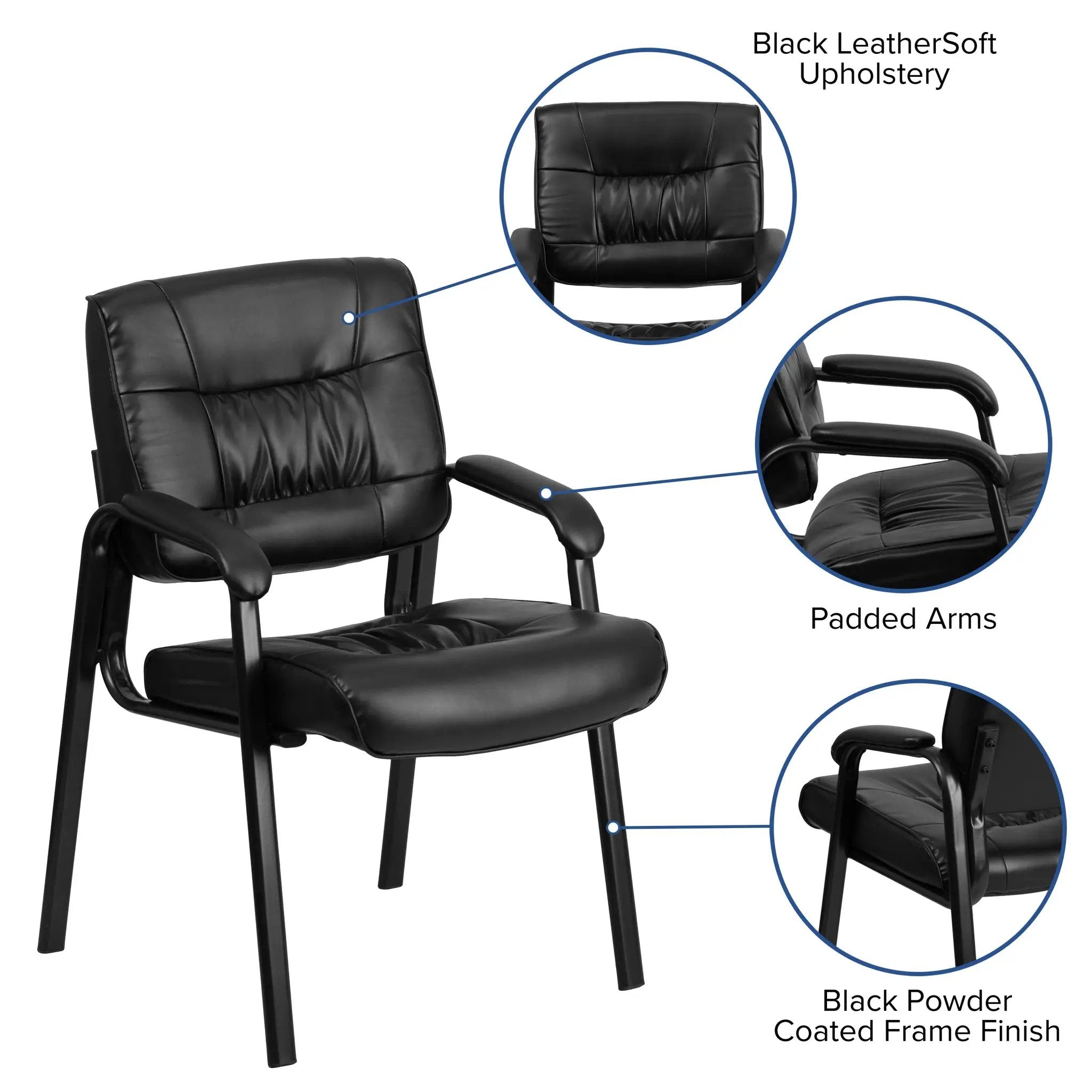 Upholstered Tufted Executive Reception Chair with Padded Arms - 23.25"W X 26"D X 36"H