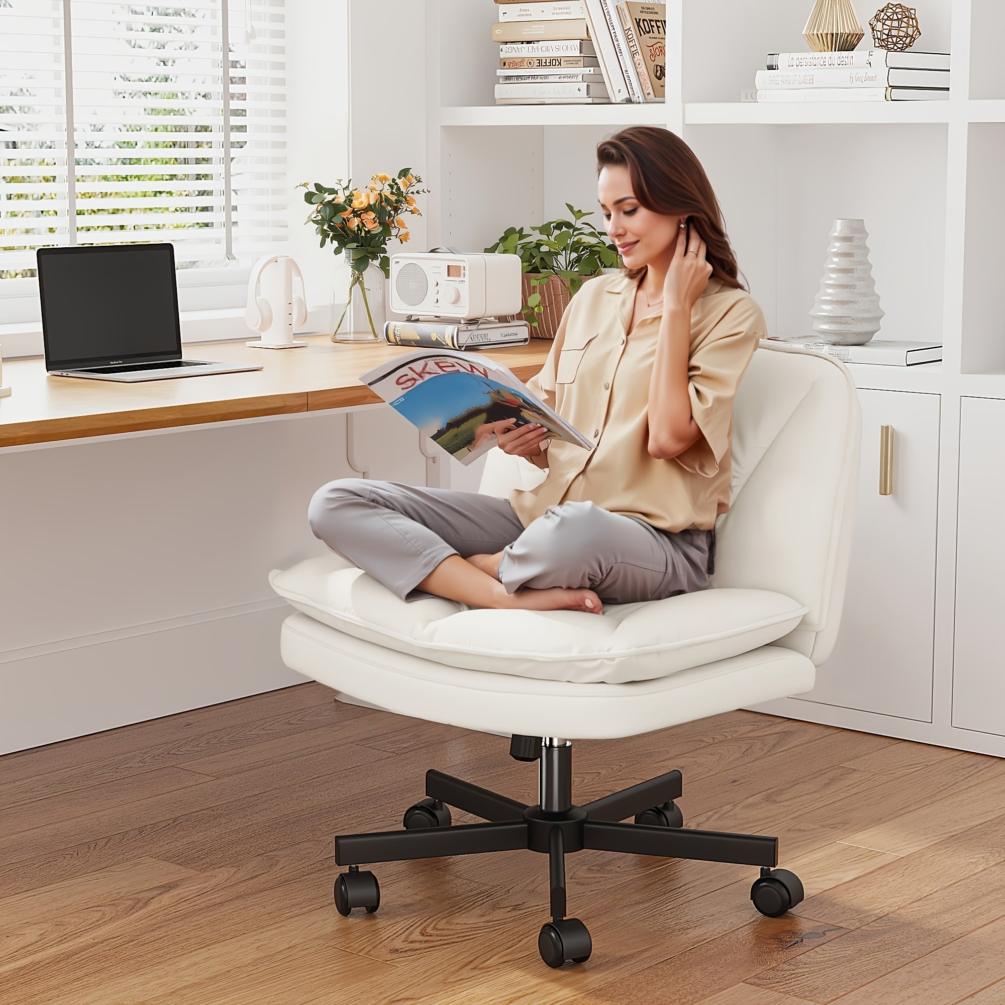 27 Inch Wide Criss Cross Swivel Office Chair with Back Support - Platinum-Level Office Chairs